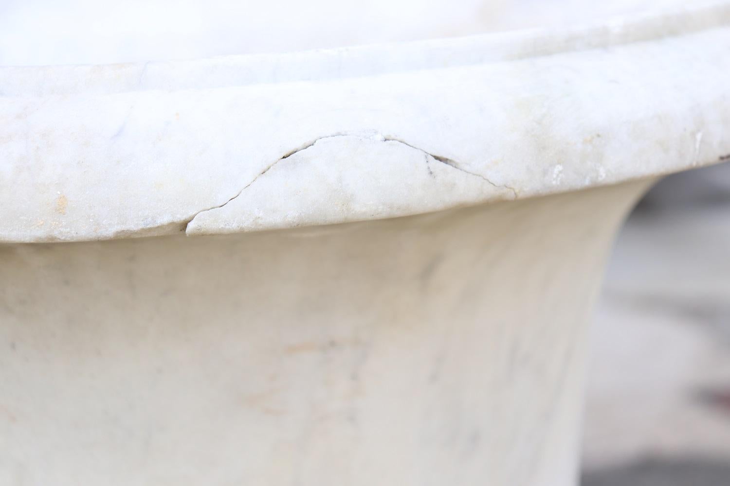 19th Century Italian White Carrara Marble Antique Outdoor and Garden Medici Vase 3