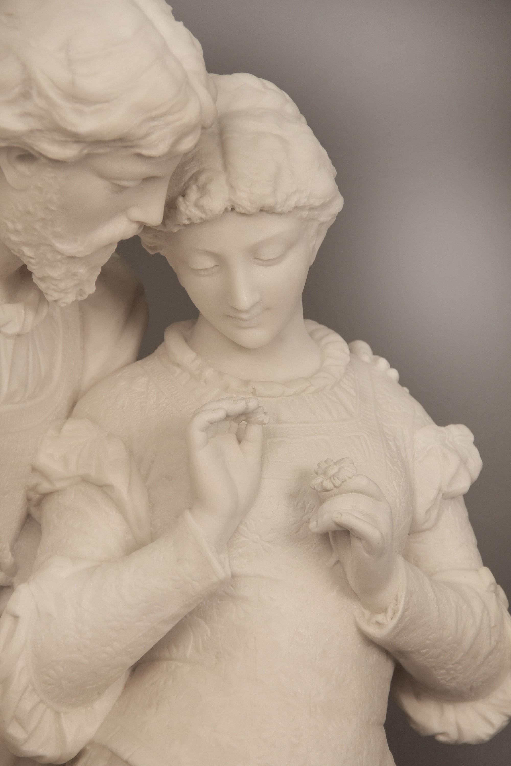 19th Century Italian White Carrara Marble, “Paolo and Francesca” by Romanelli In Good Condition For Sale In New York, NY