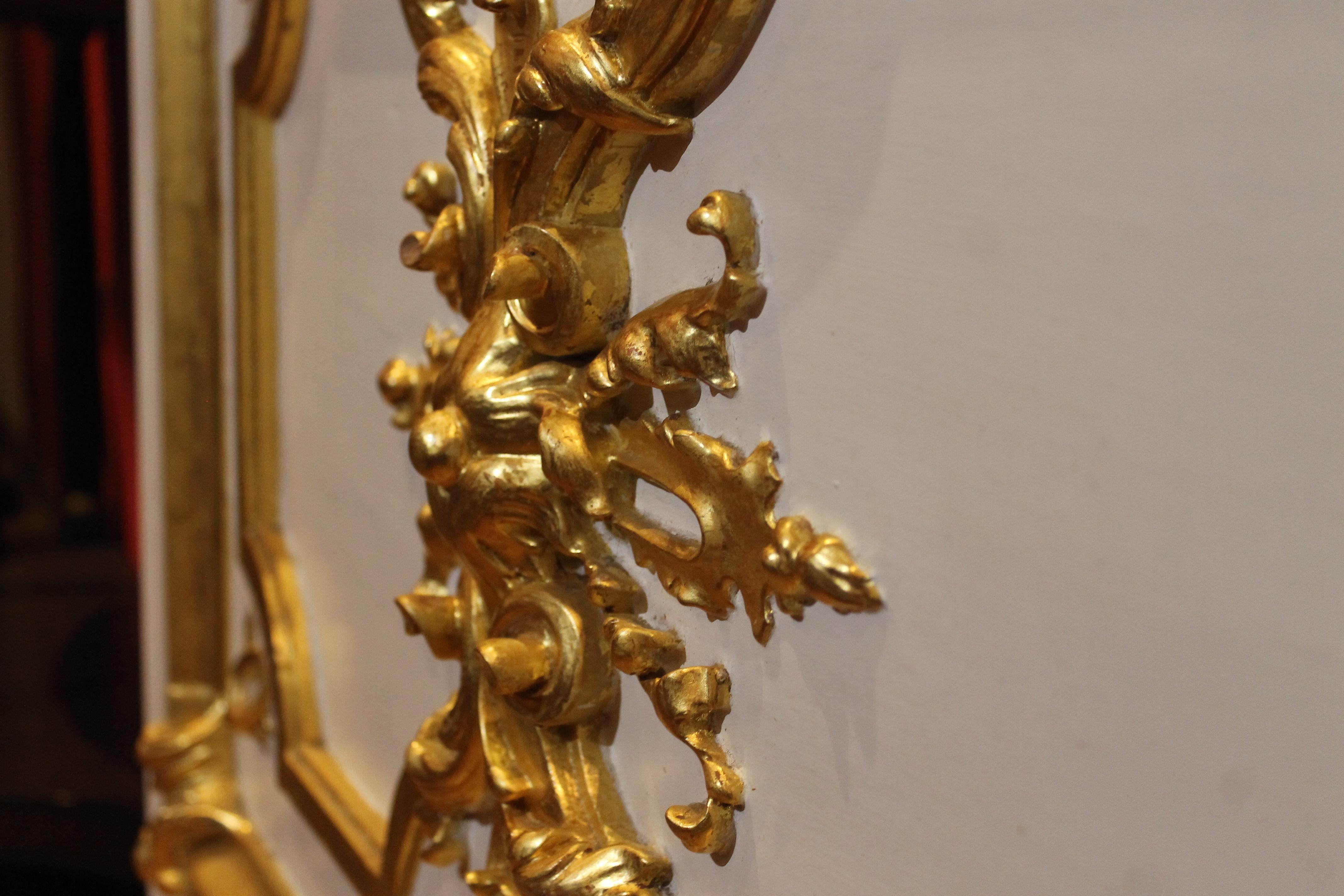 Italienische Rokokotür aus weißem Lack und Giltwood mit Griffen aus vergoldeter Bronze 11