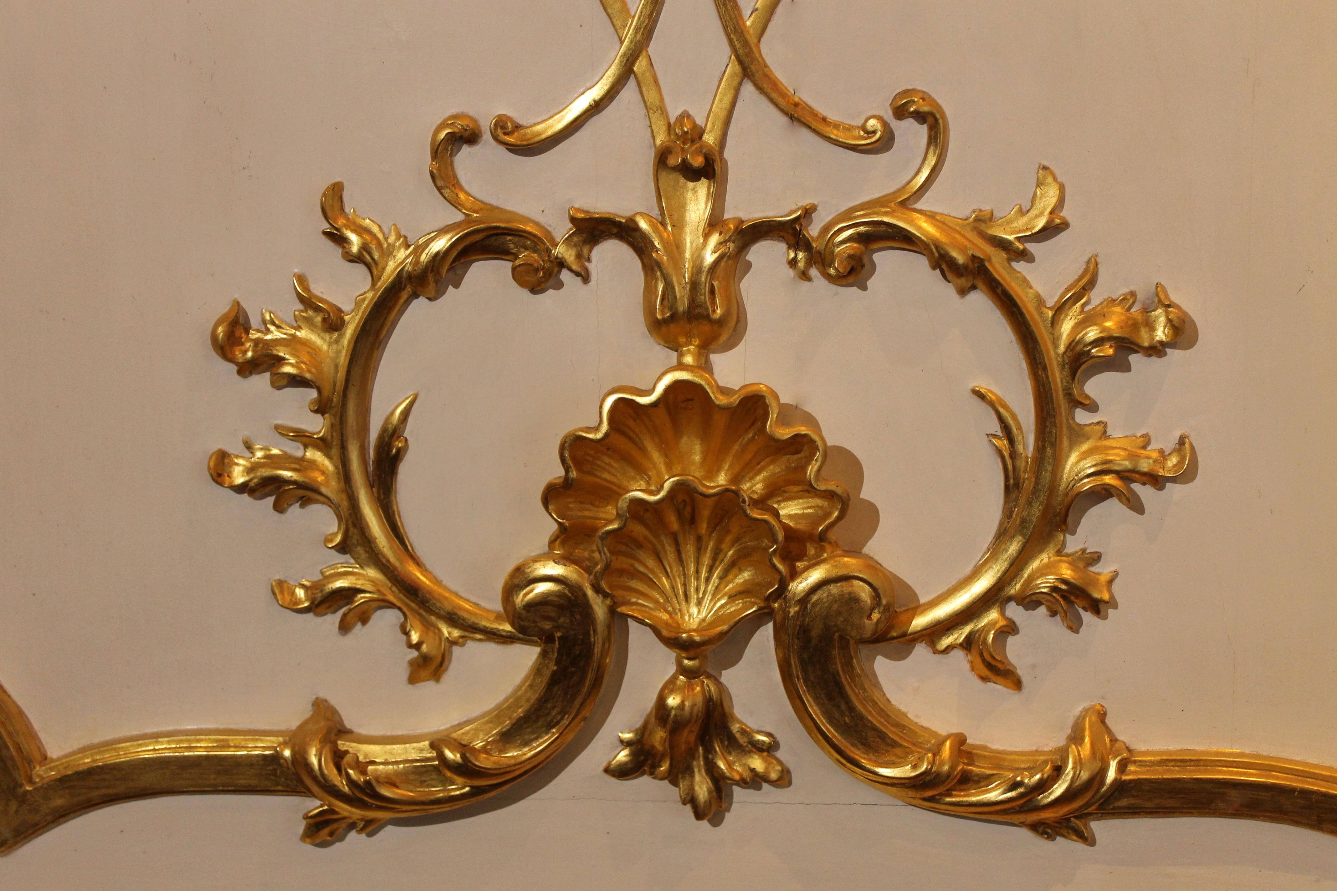 Cast Italian Rococo White Lacquer and Giltwood Door with Gilt Bronze Handles