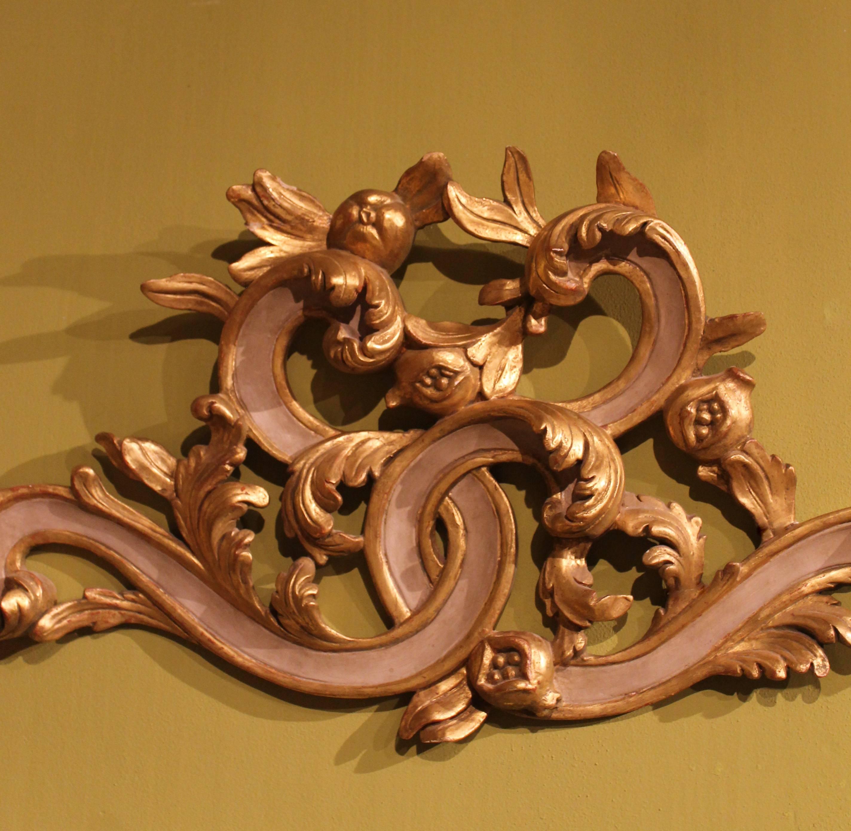 19th Century Italian Hand Carved White Lacquer and Giltwood over Door Frieze  3