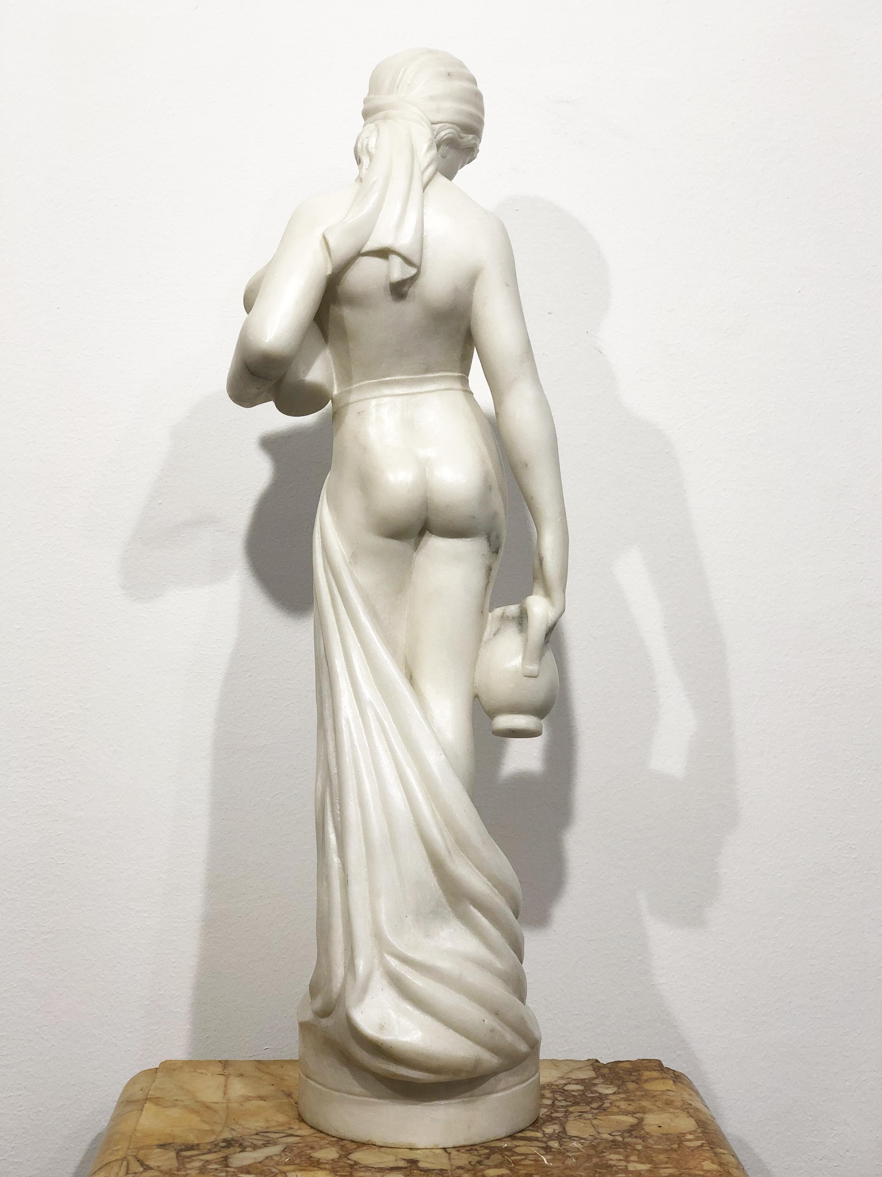 19th Century Italian White Marble Neoclassical Sculpture of Young Woman Frilli 2