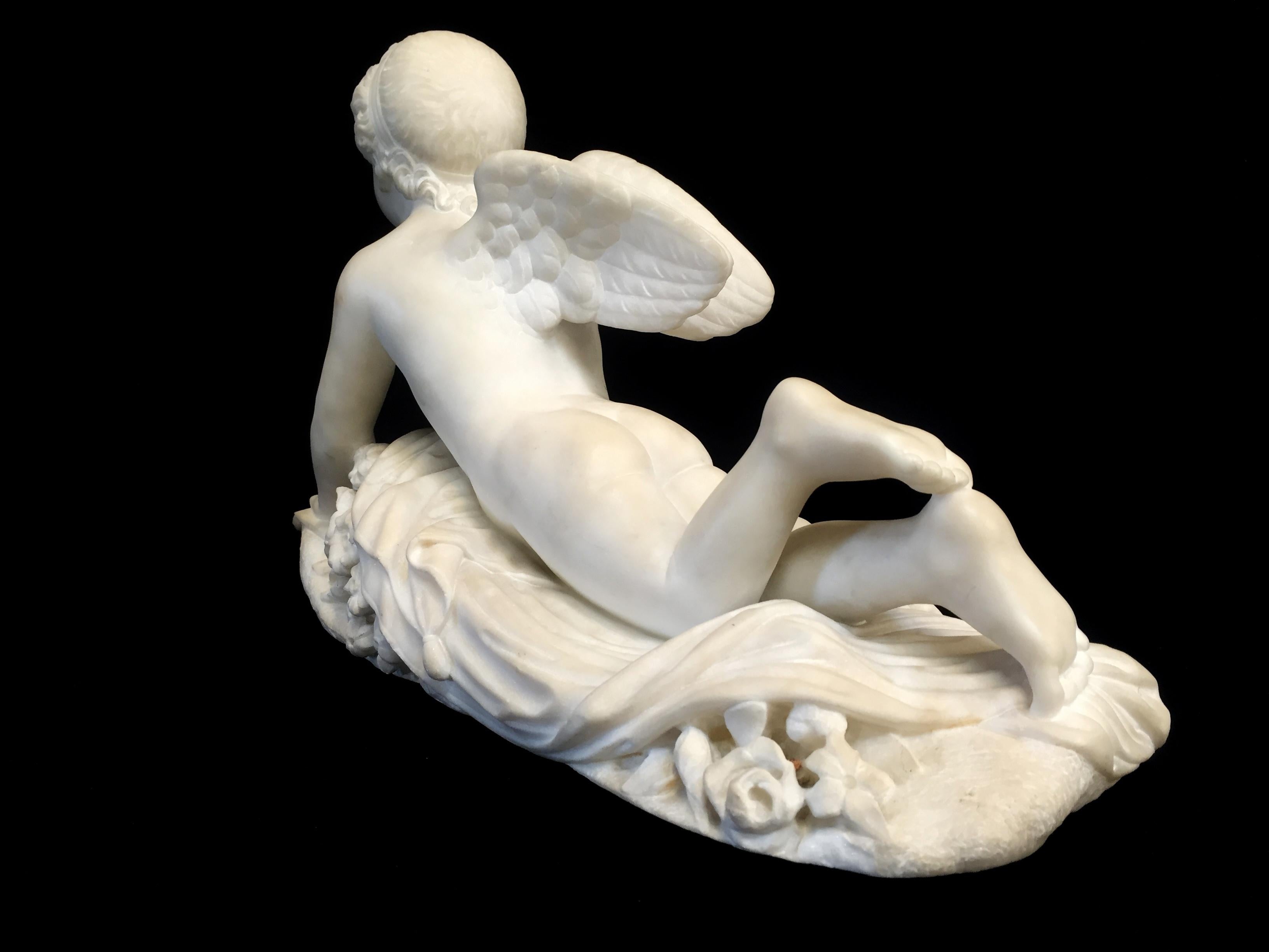 19th Century, Italian White Marble Sculpture by Pompeo Marchesi with Cupid, 1840 For Sale 2