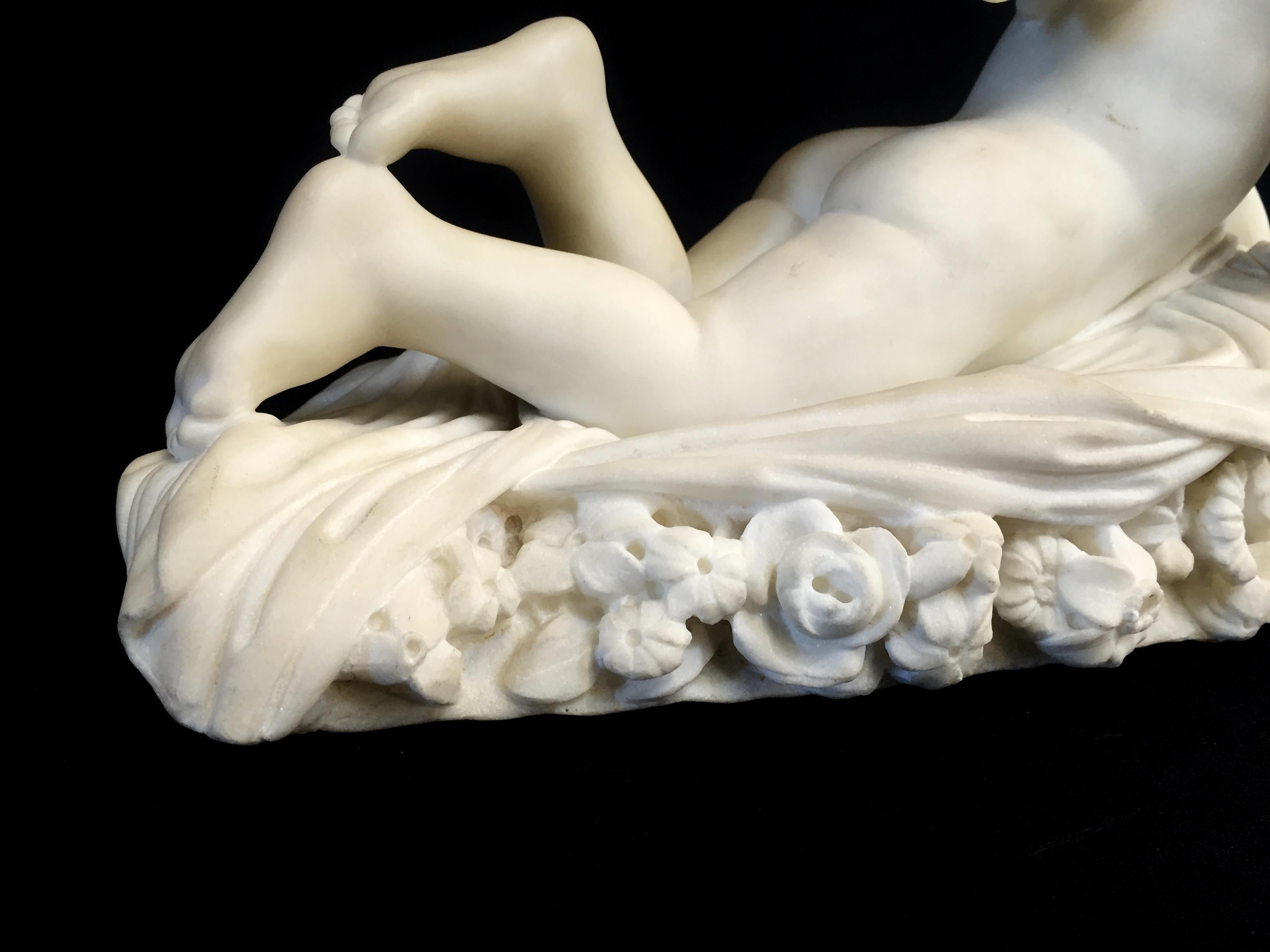 19th Century, Italian White Marble Sculpture by Pompeo Marchesi with Cupid, 1840 For Sale 6
