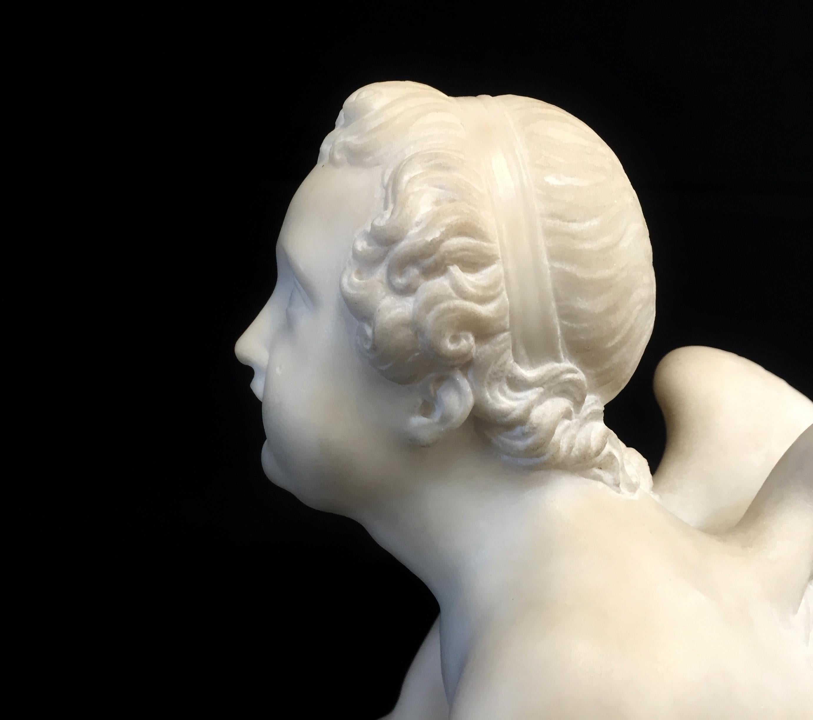 19th Century, Italian White Marble Sculpture by Pompeo Marchesi with Cupid, 1840 For Sale 7