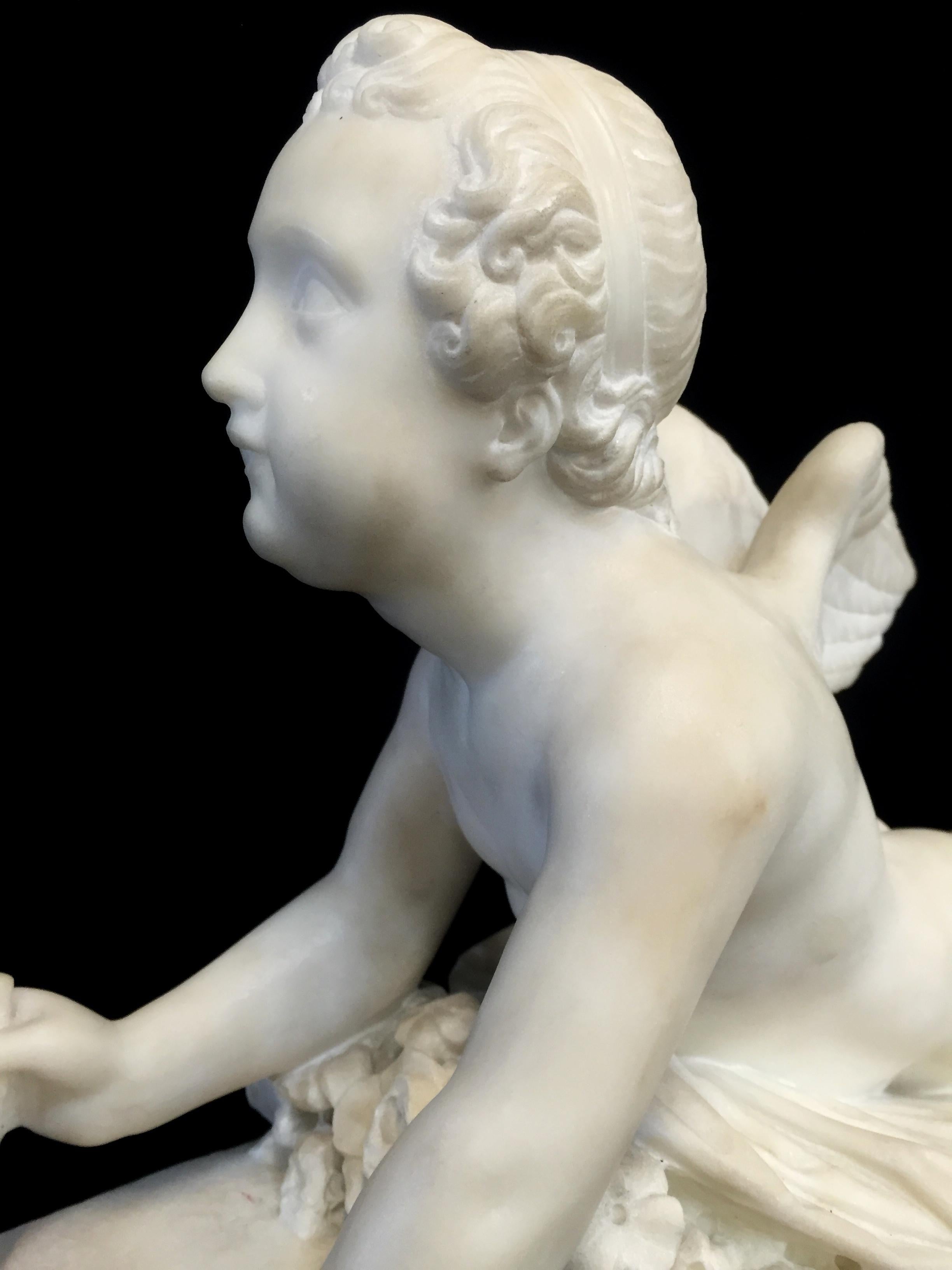 19th Century, Italian White Marble Sculpture by Pompeo Marchesi with Cupid, 1840 For Sale 11