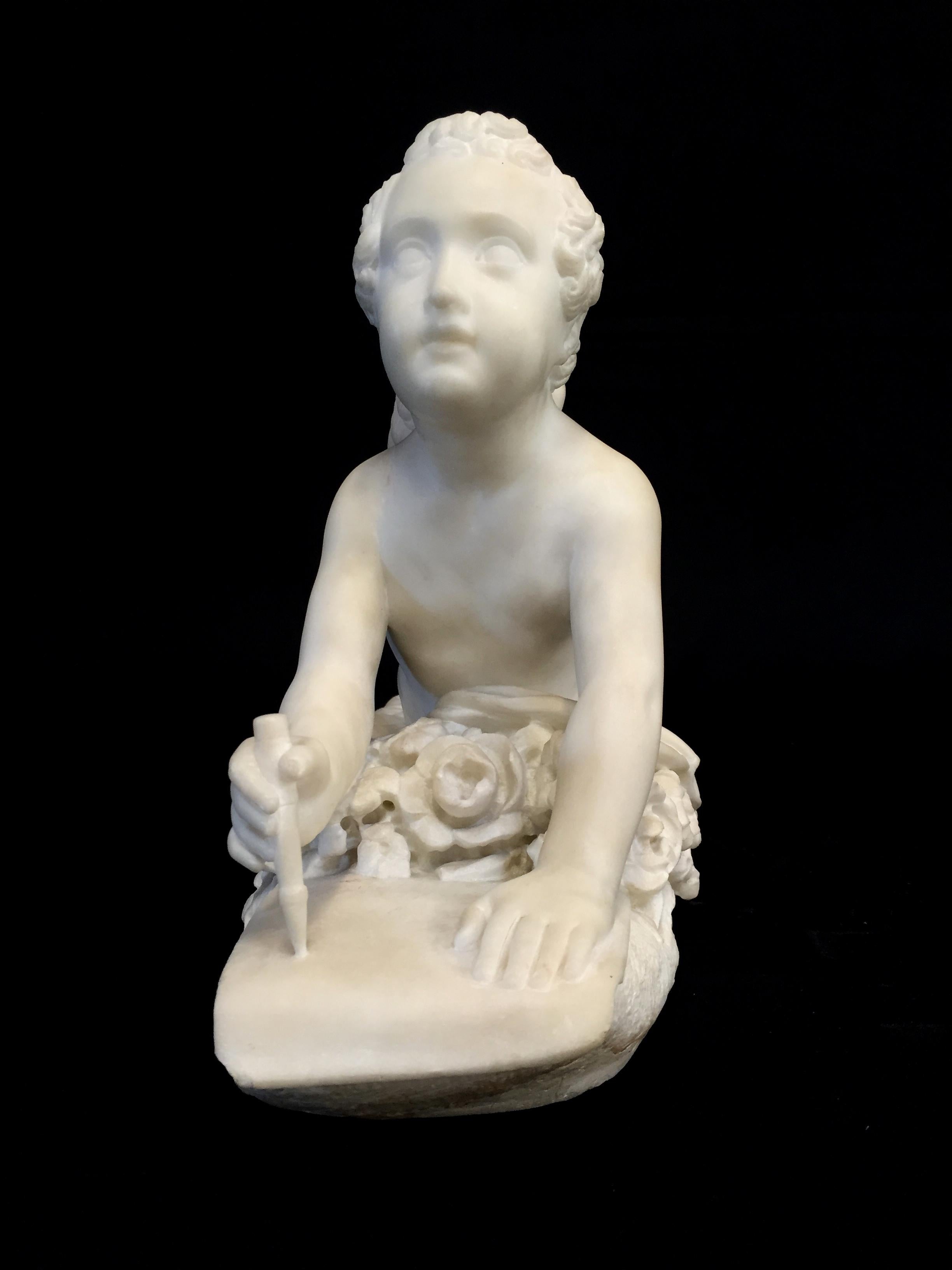 19th Century, Italian White Marble Sculpture by Pompeo Marchesi with Cupid, 1840 For Sale 12
