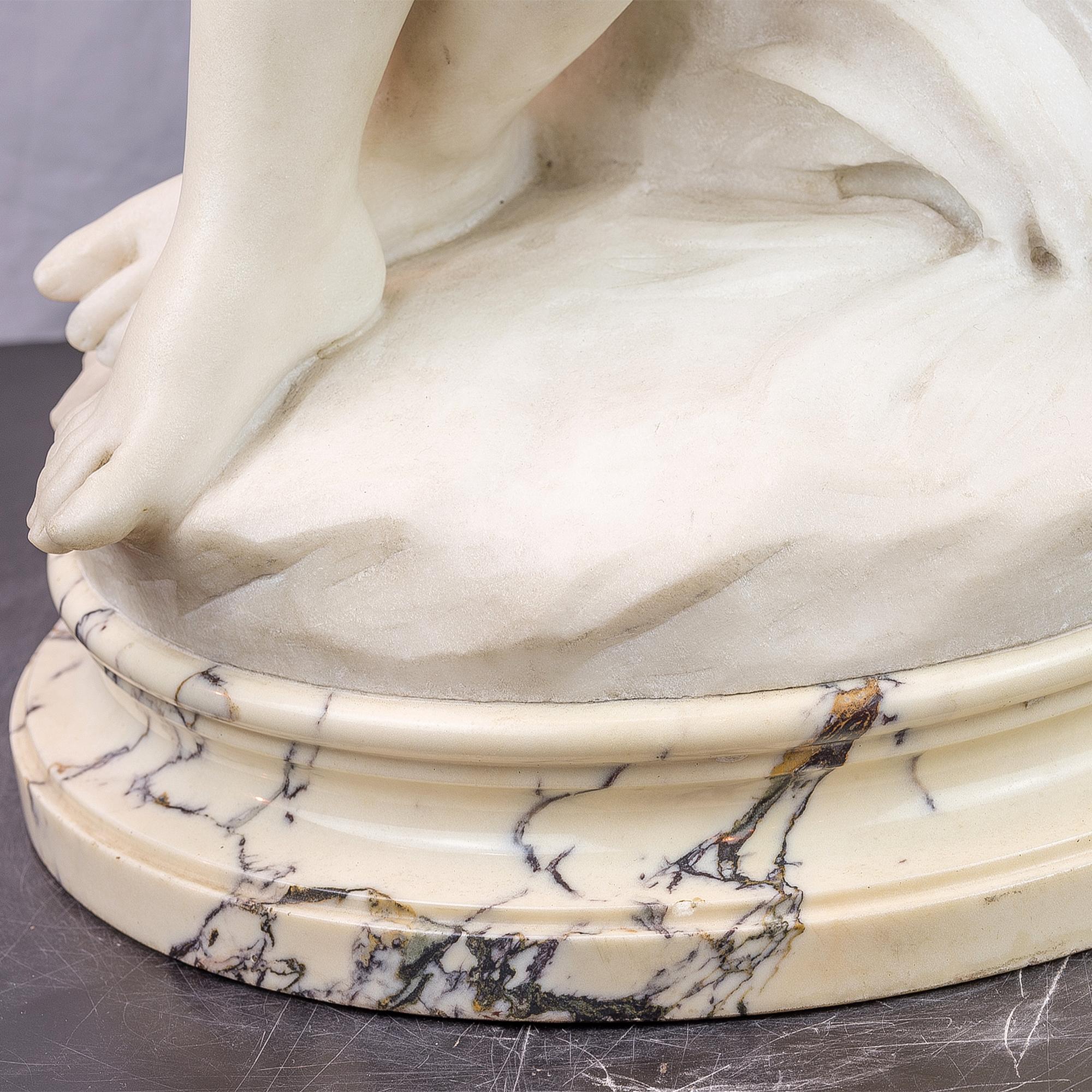 Carved Italian Marble Sculpture of a Nymph by E. DeCori For Sale