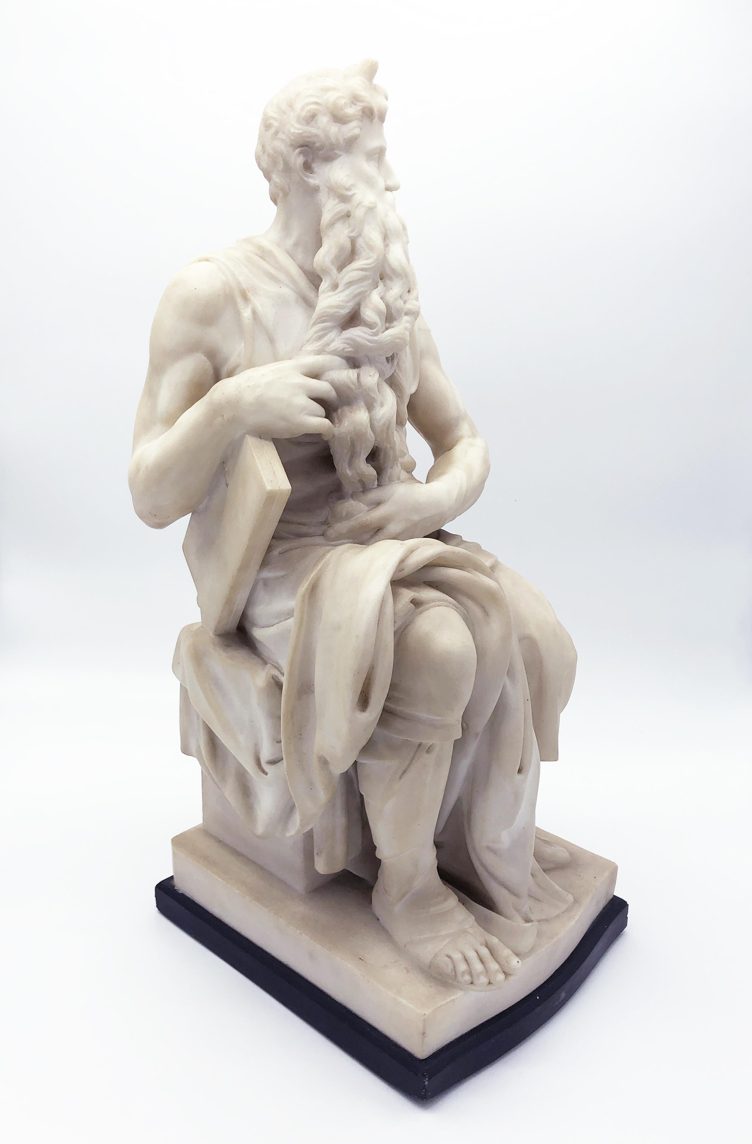 19th Century Italian White Marble Sculpture of Mosè after Michelangelo 4