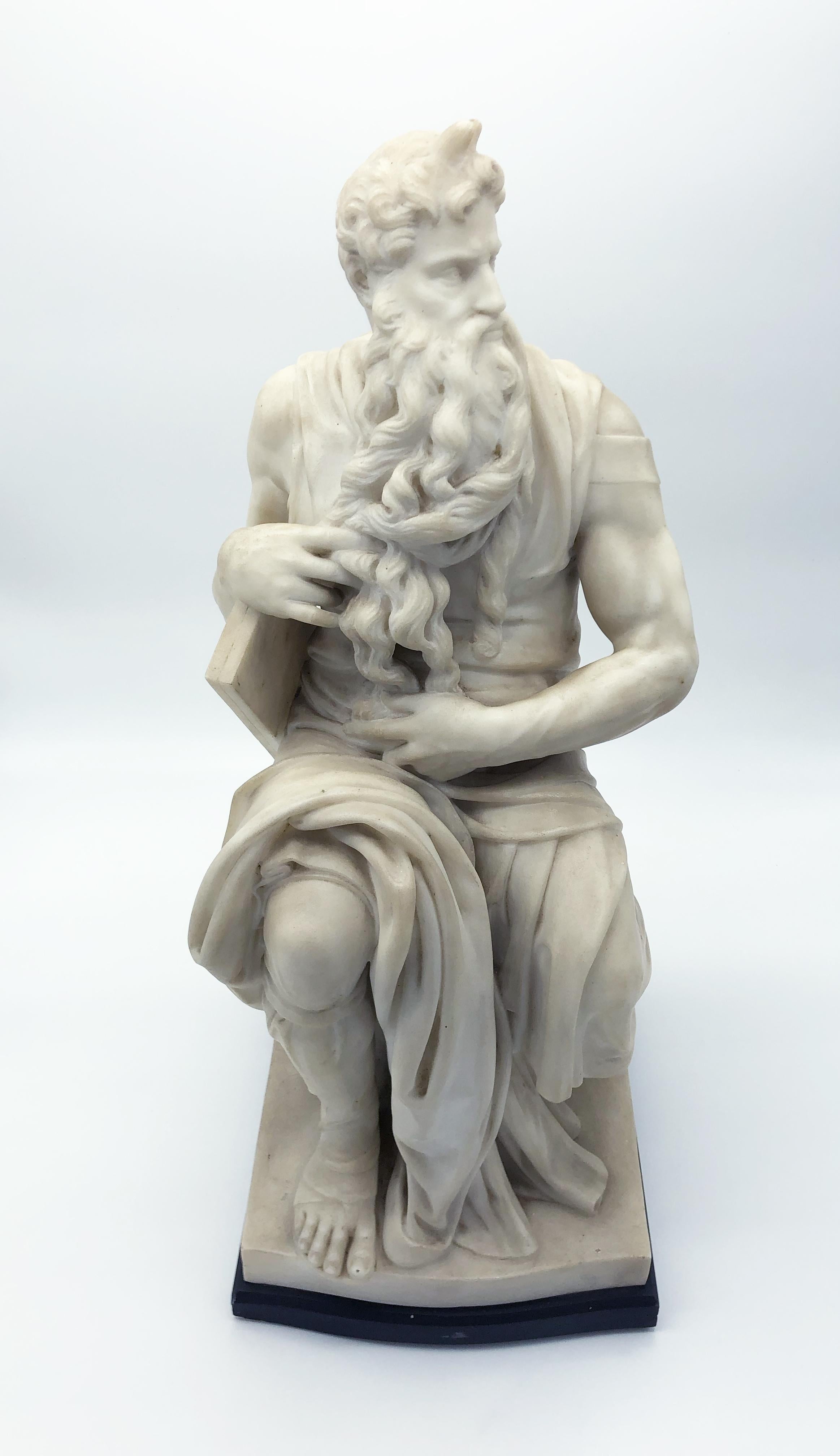 19th Century Italian White Marble Sculpture of Mosè after Michelangelo 5