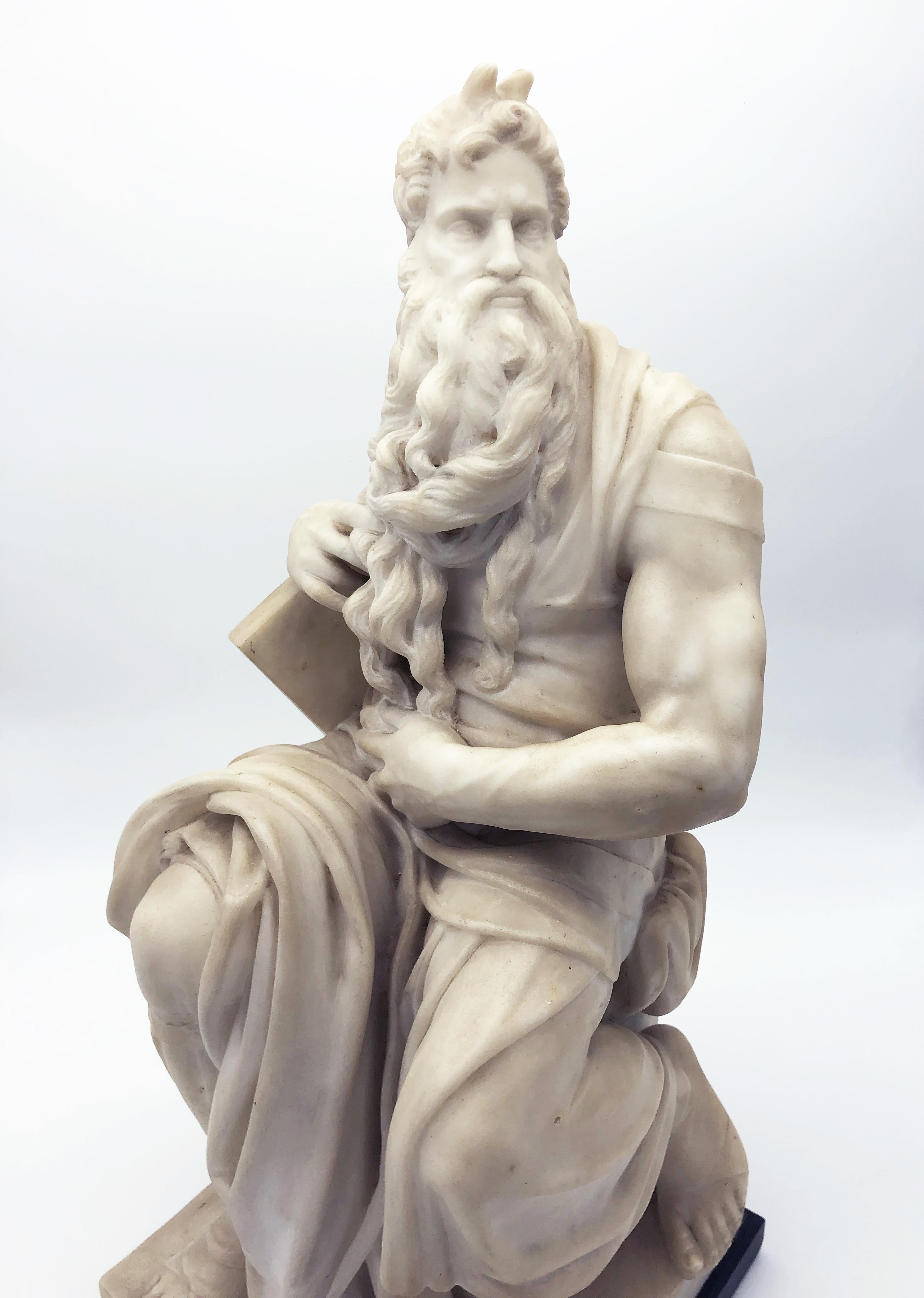 19th Century Italian White Marble Sculpture of Mosè after Michelangelo 6
