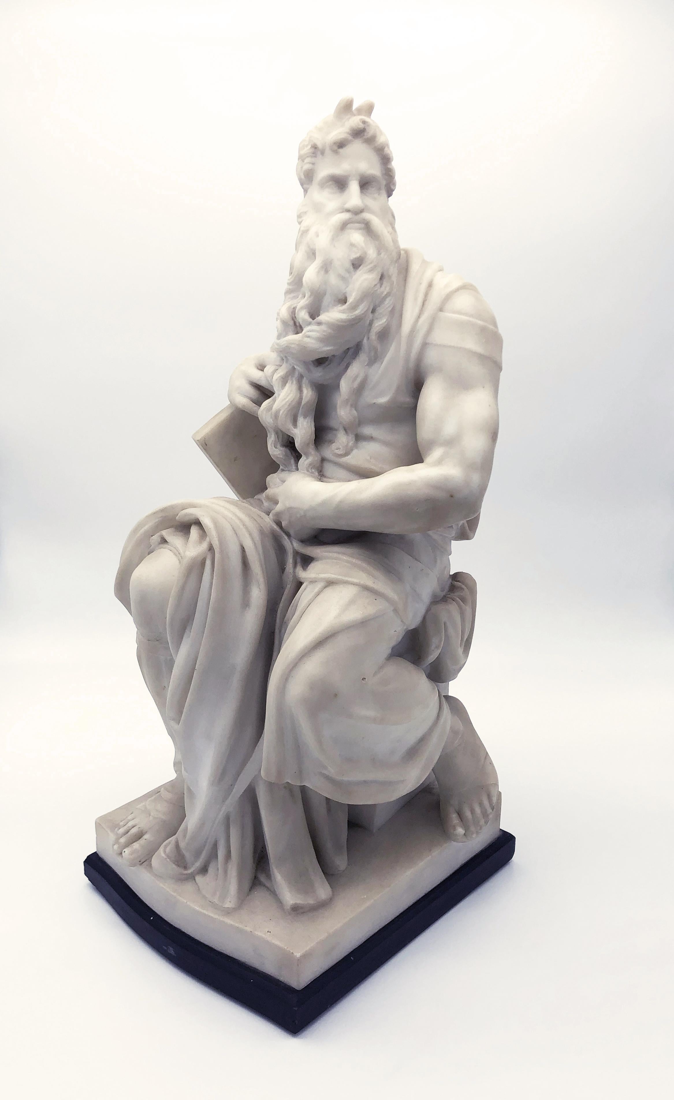 19th Century Italian White Marble Sculpture of Mosè after Michelangelo 10