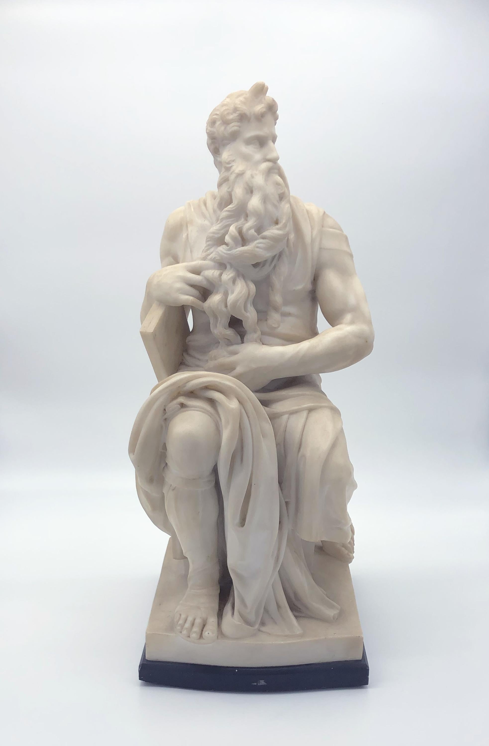 19th Century Italian White Marble Sculpture of Mosè after Michelangelo 11