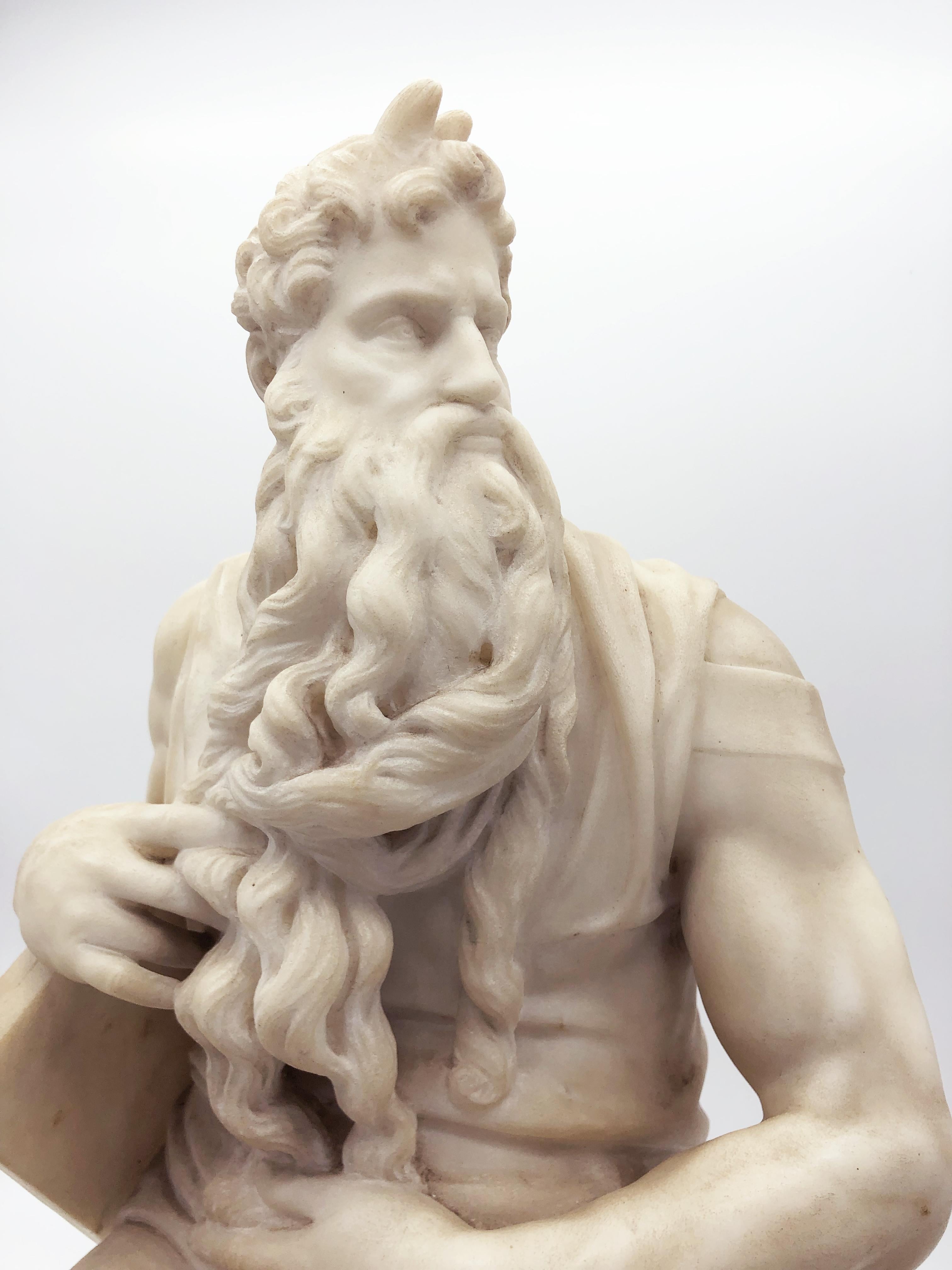 19th Century Italian White Marble Sculpture of Mosè after Michelangelo 12
