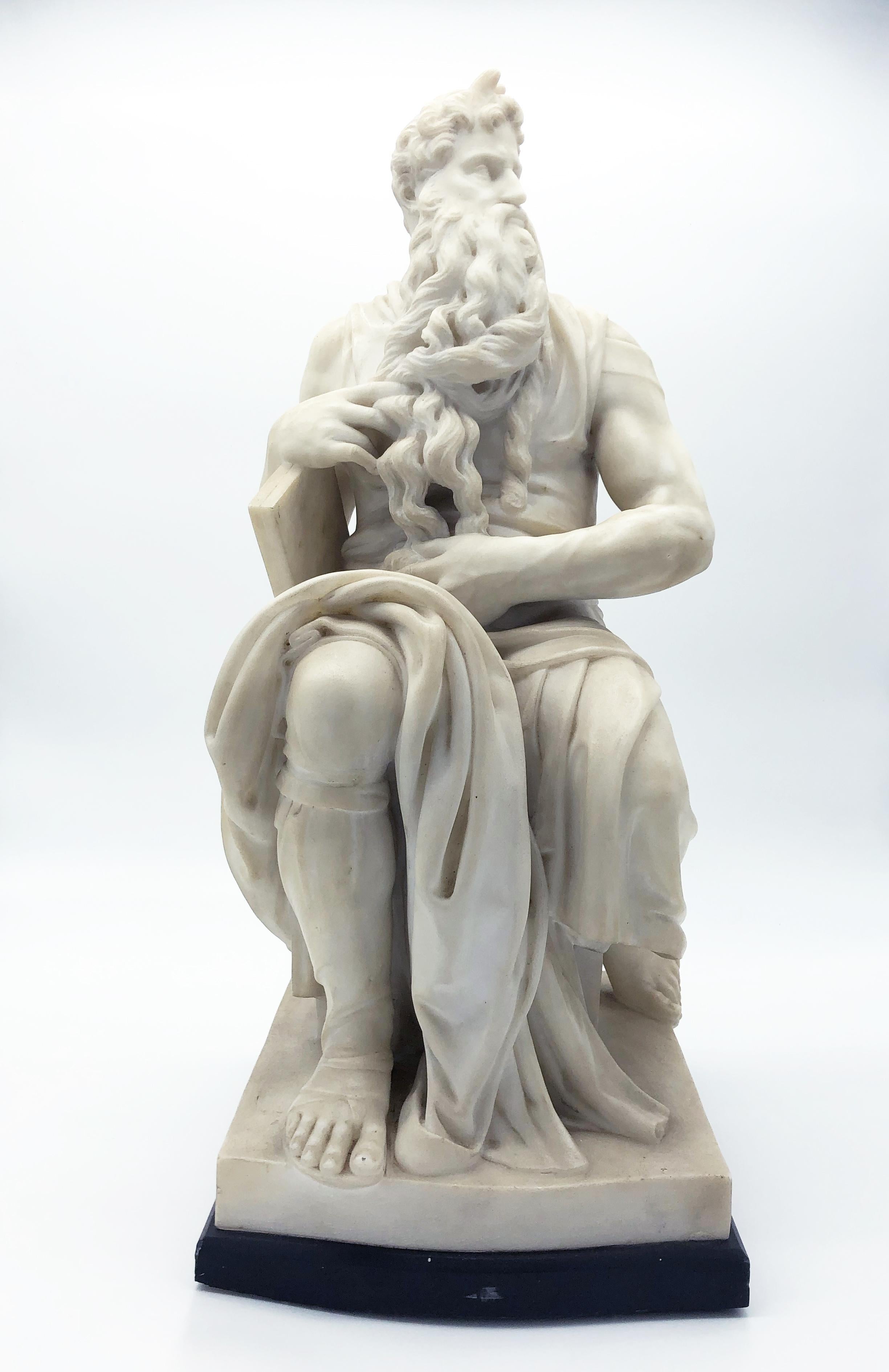 19th Century Italian White Marble Sculpture of Mosè after Michelangelo 13
