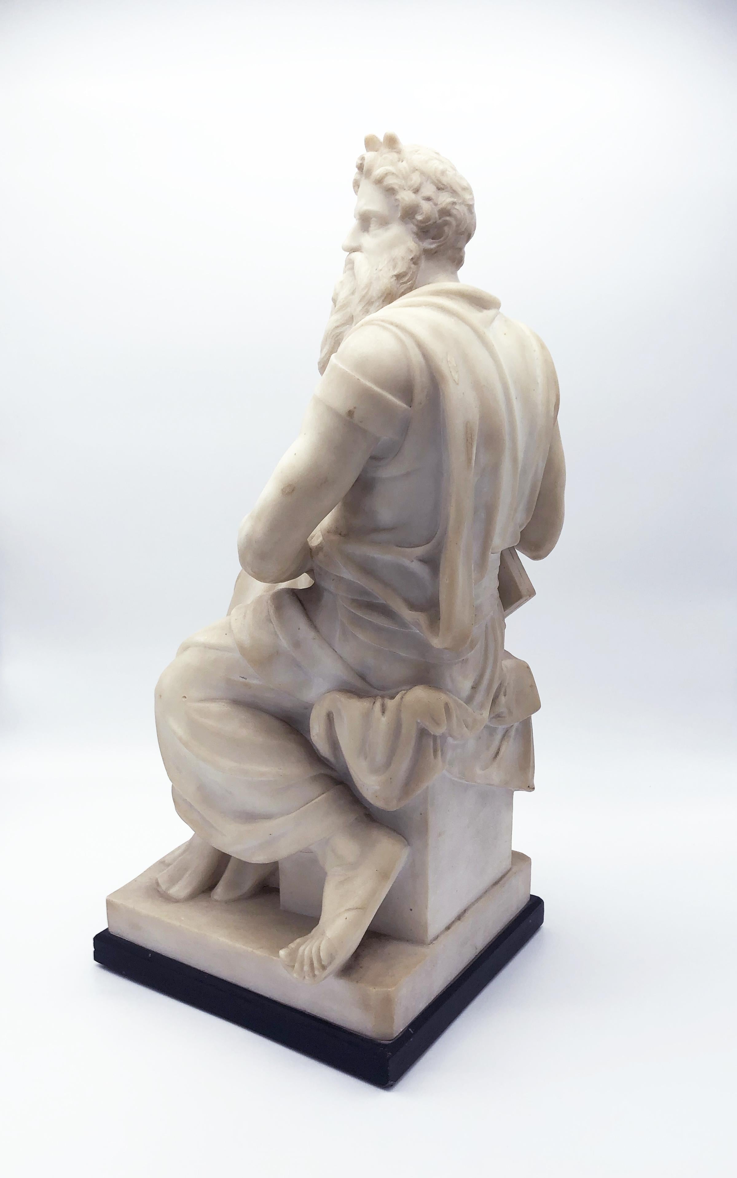 Statuary Marble 19th Century Italian White Marble Sculpture of Mosè after Michelangelo
