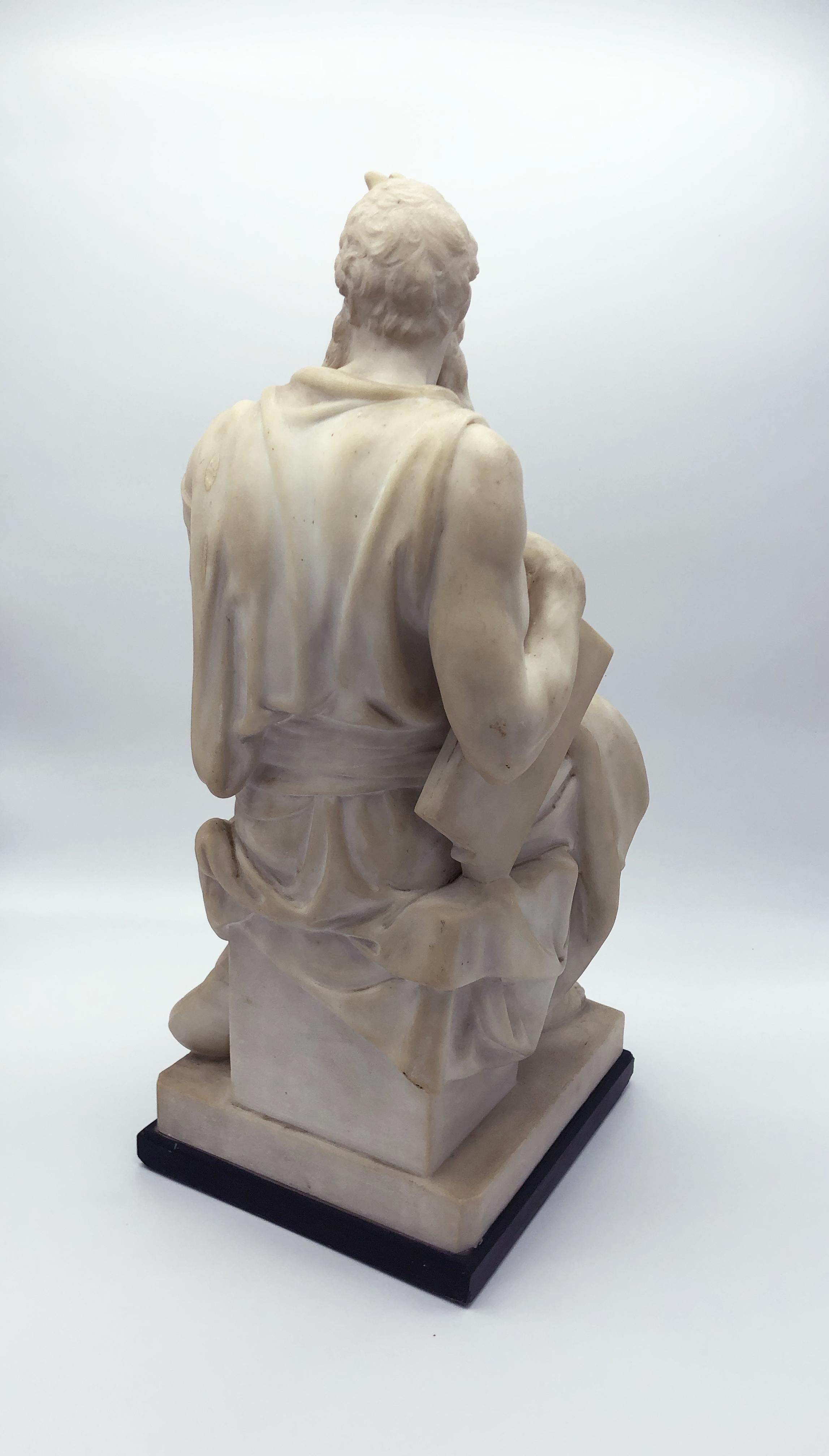 19th Century Italian White Marble Sculpture of Mosè after Michelangelo 1