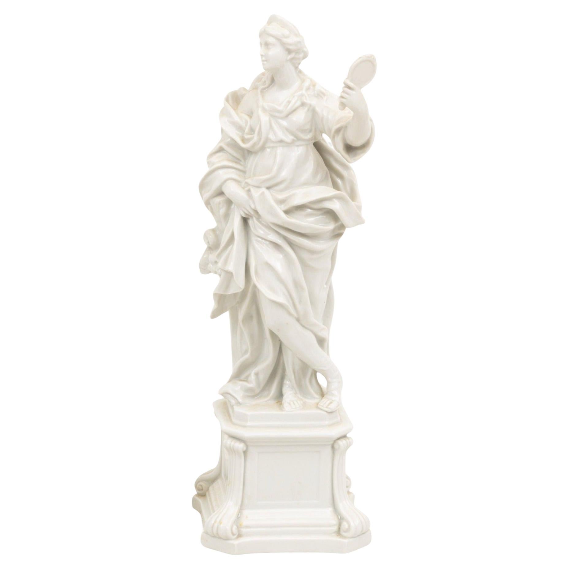 19th Century Italian White Porcelain Decorative Sculpture of Prudence