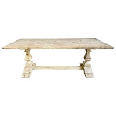 19th Century Italian White Washed Dining Table