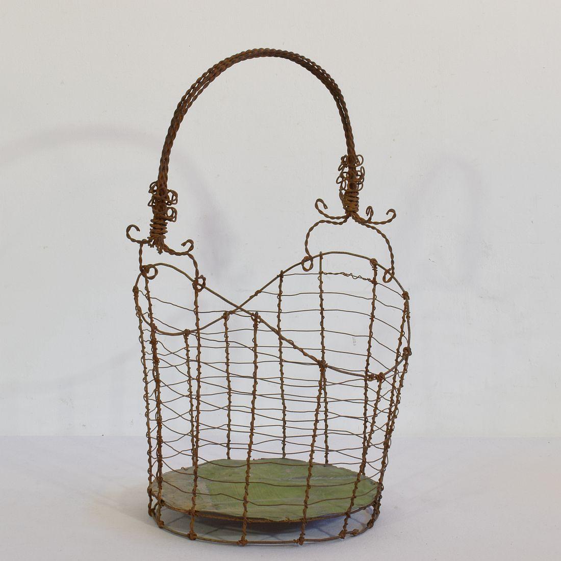 Hand-Crafted 19th Century Italian Wirework Basket