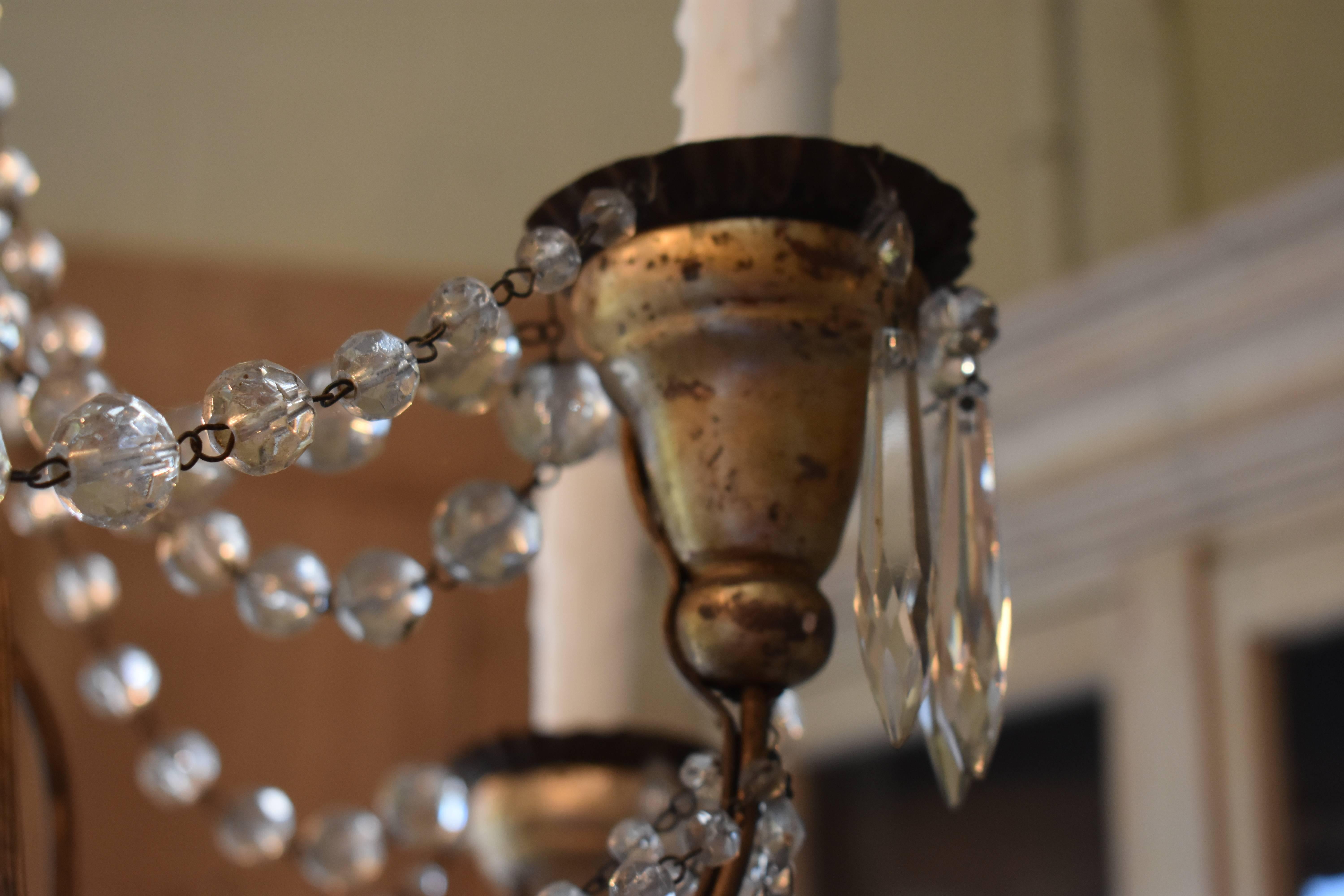 19th Century Italian Wood and Crystal Chandelier For Sale 8