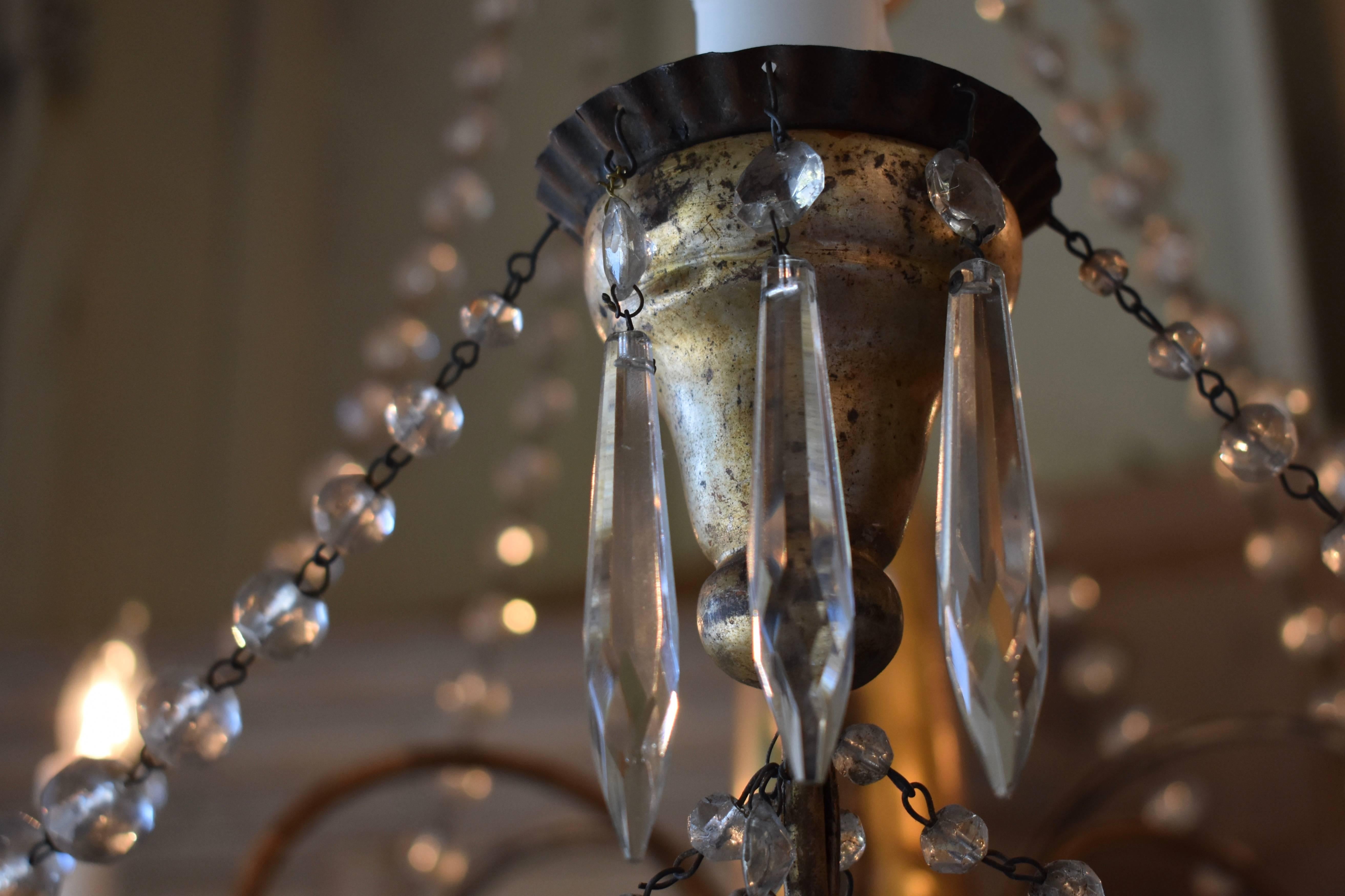 19th Century Italian Wood and Crystal Chandelier For Sale 9