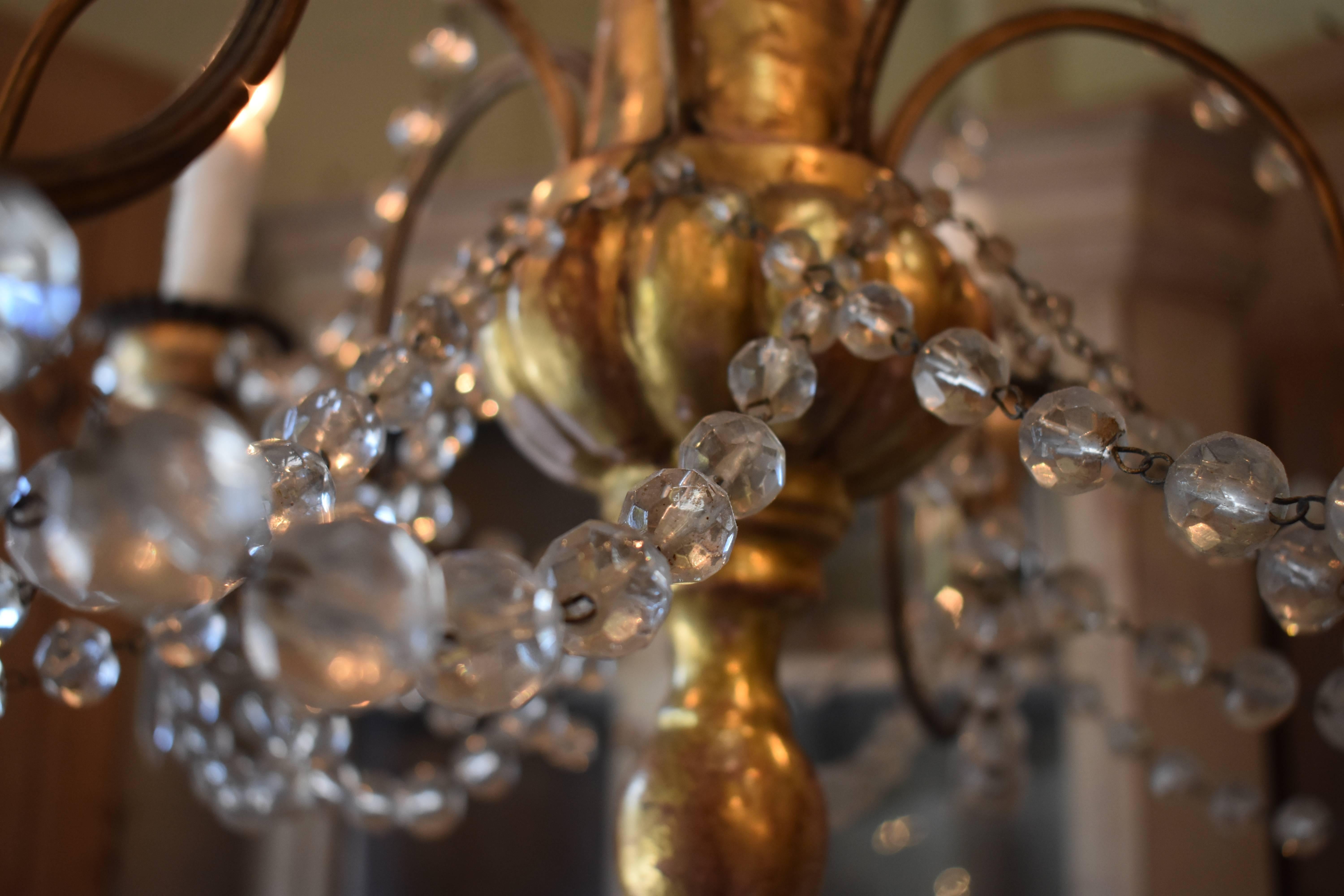19th Century Italian Wood and Crystal Chandelier For Sale 11