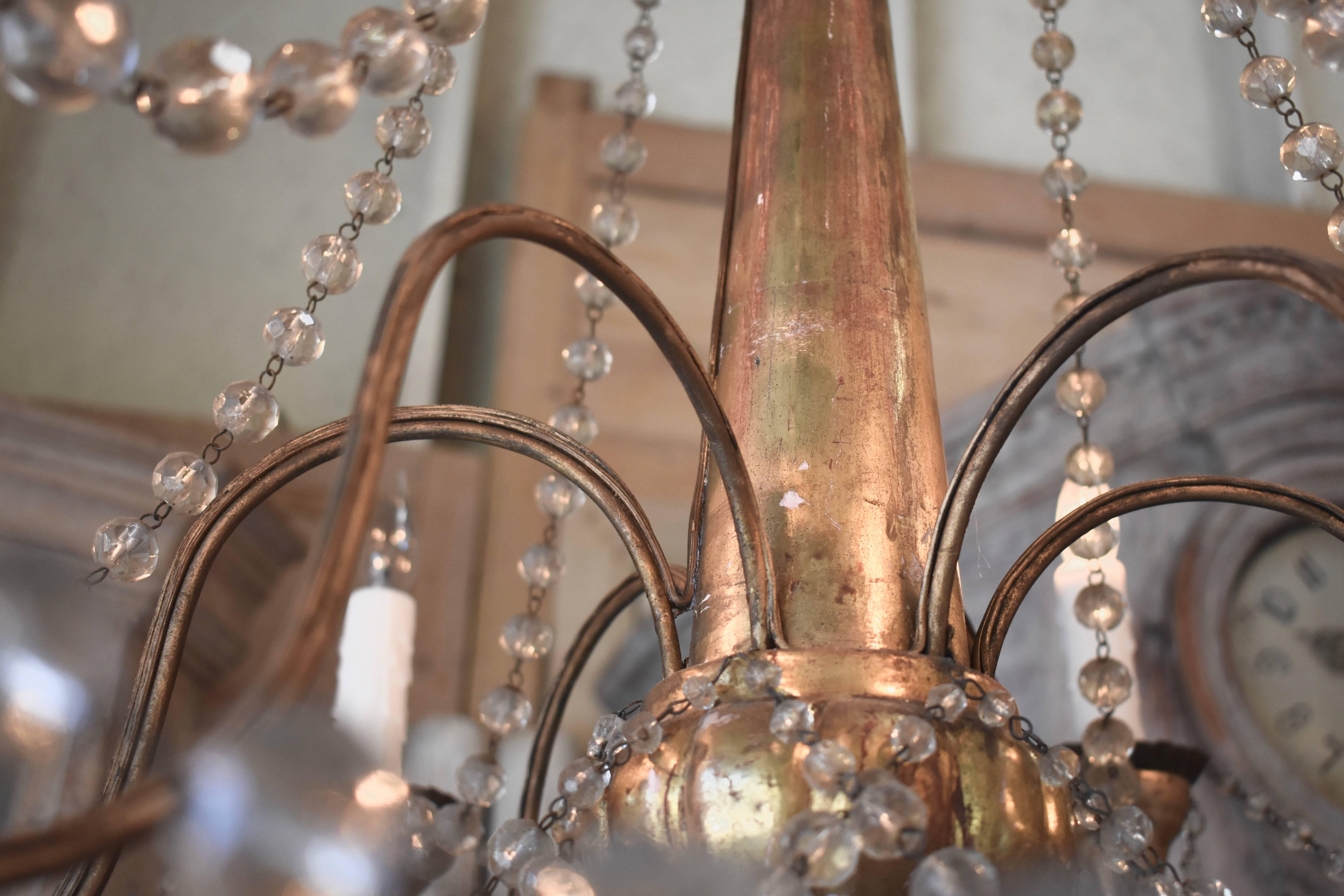 19th Century Italian Wood and Crystal Chandelier For Sale 12