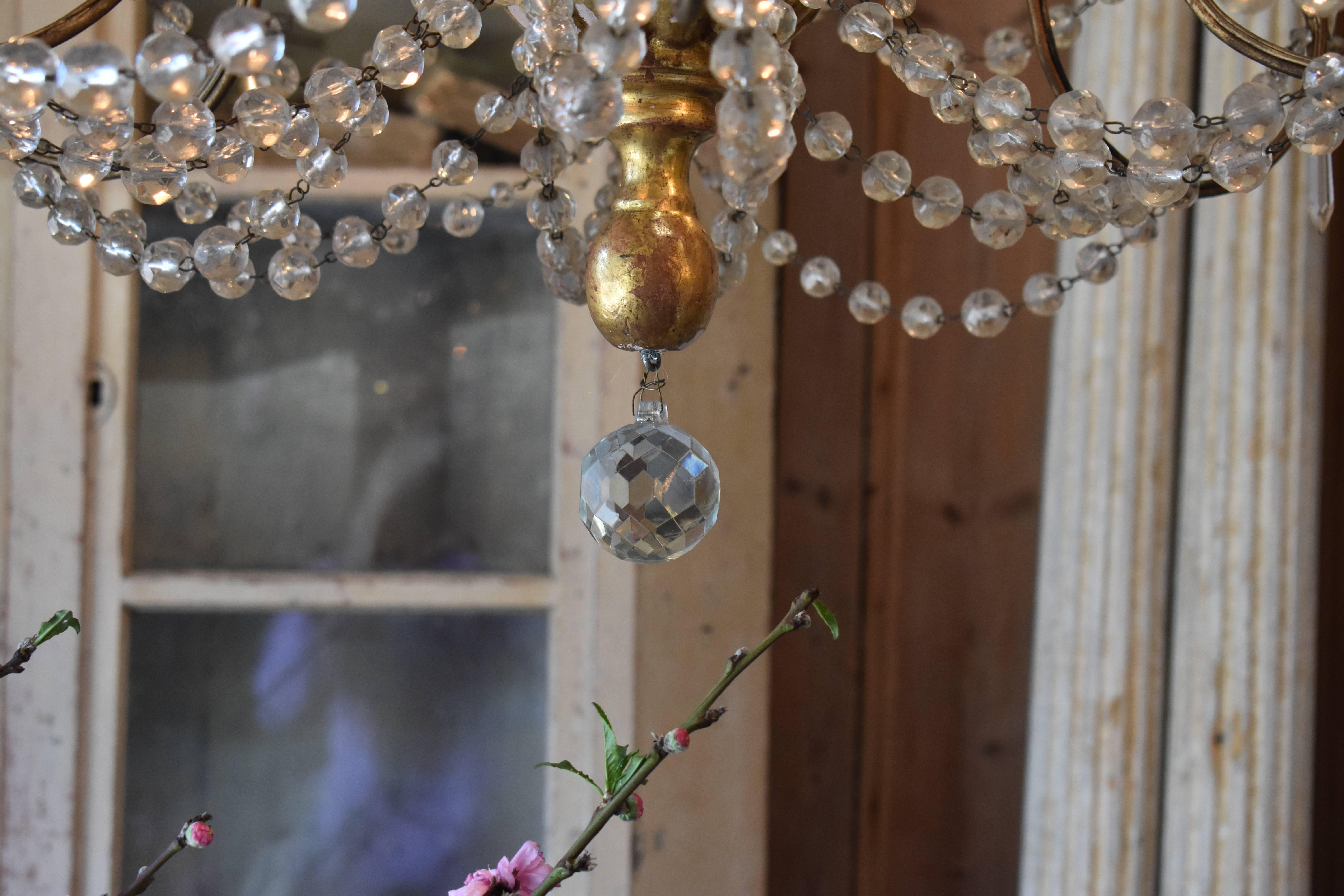 19th Century Italian Wood and Crystal Chandelier For Sale 2