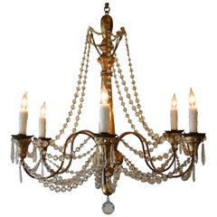 19th Century Italian Wood and Crystal Chandelier