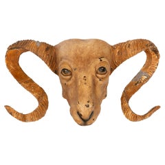 19th-Century Italian Wood Carving of a Ram's Head- Ewe've Got to See This Ram!