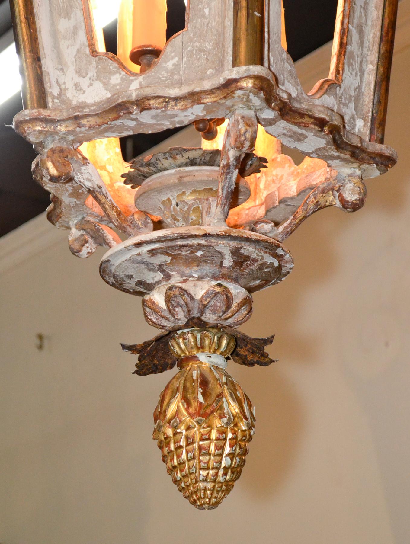Wonderful 19th century Italian tole and painted wood lantern.