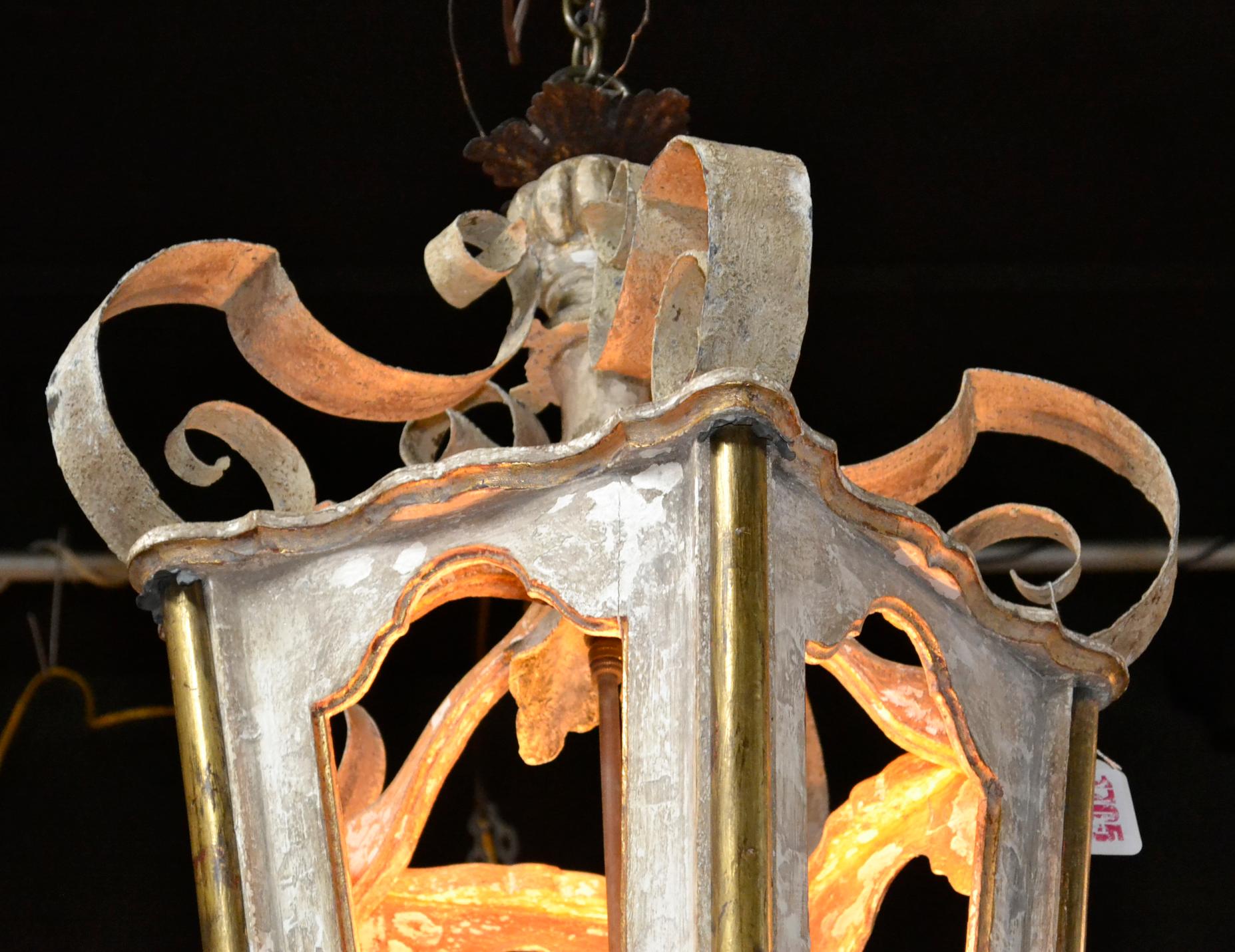 Painted 19th Century Italian Wood Lantern
