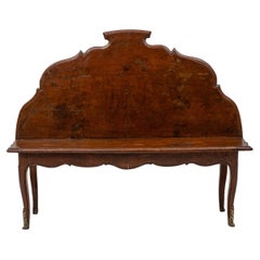 Panchina in legno italiana del XIX secolo con schienale scultoreo