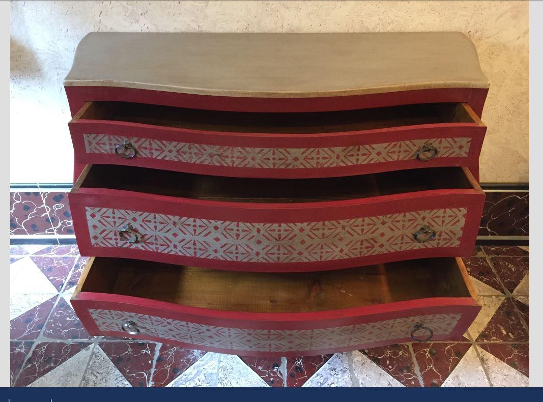 Late 19th Century 19th Century Italian Wooden Chest of Drawers with Geometrical Decorations, 1890s