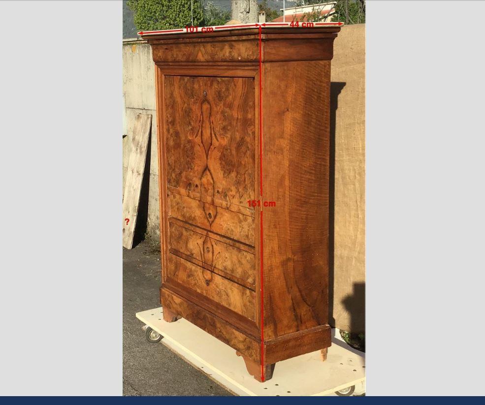 19th Century Italian Wooden Secretaire with Marble Top, 1890s For Sale 1