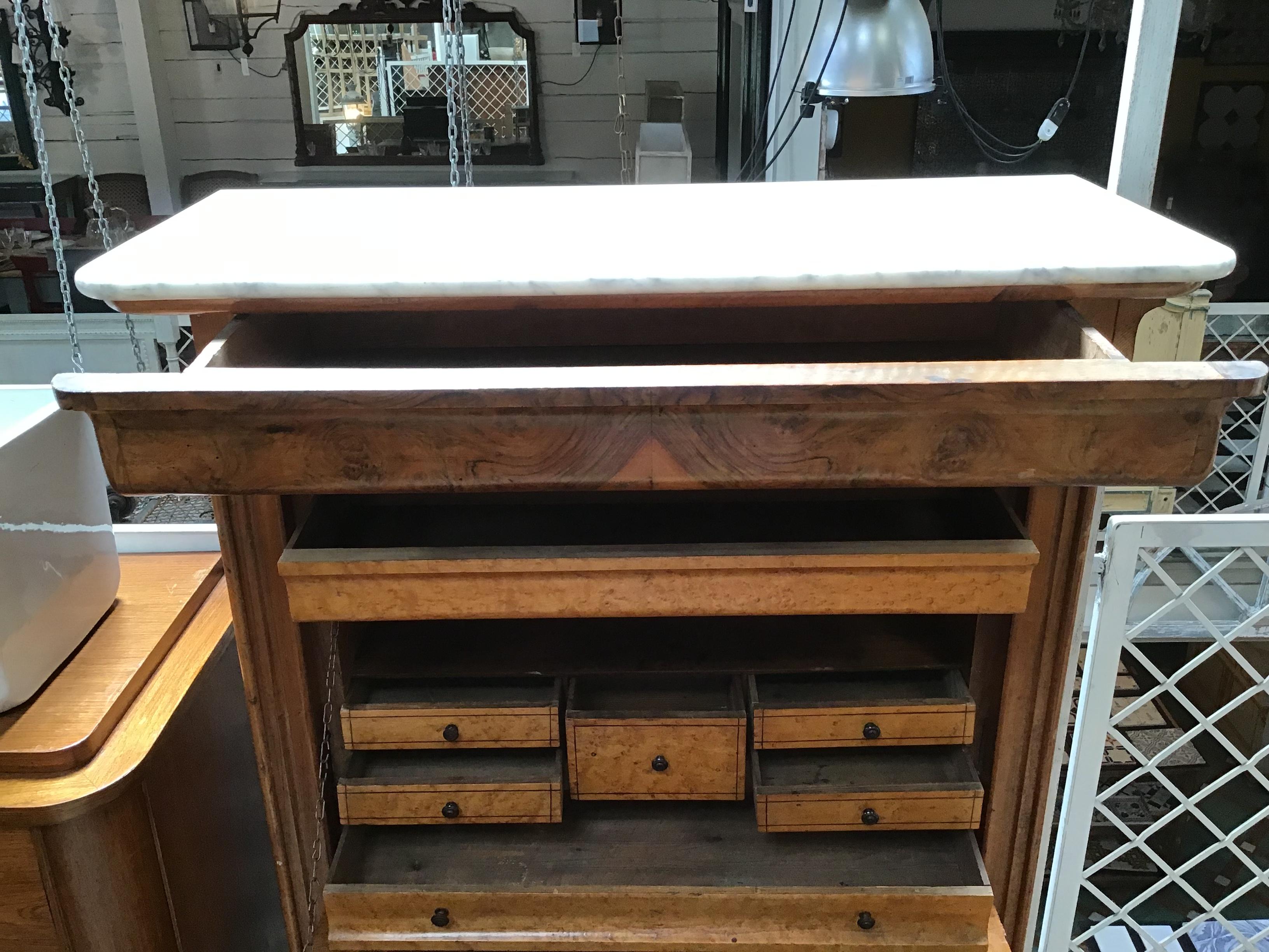 19th Century Italian Wooden Secretaire with Marble Top, 1890s For Sale 4
