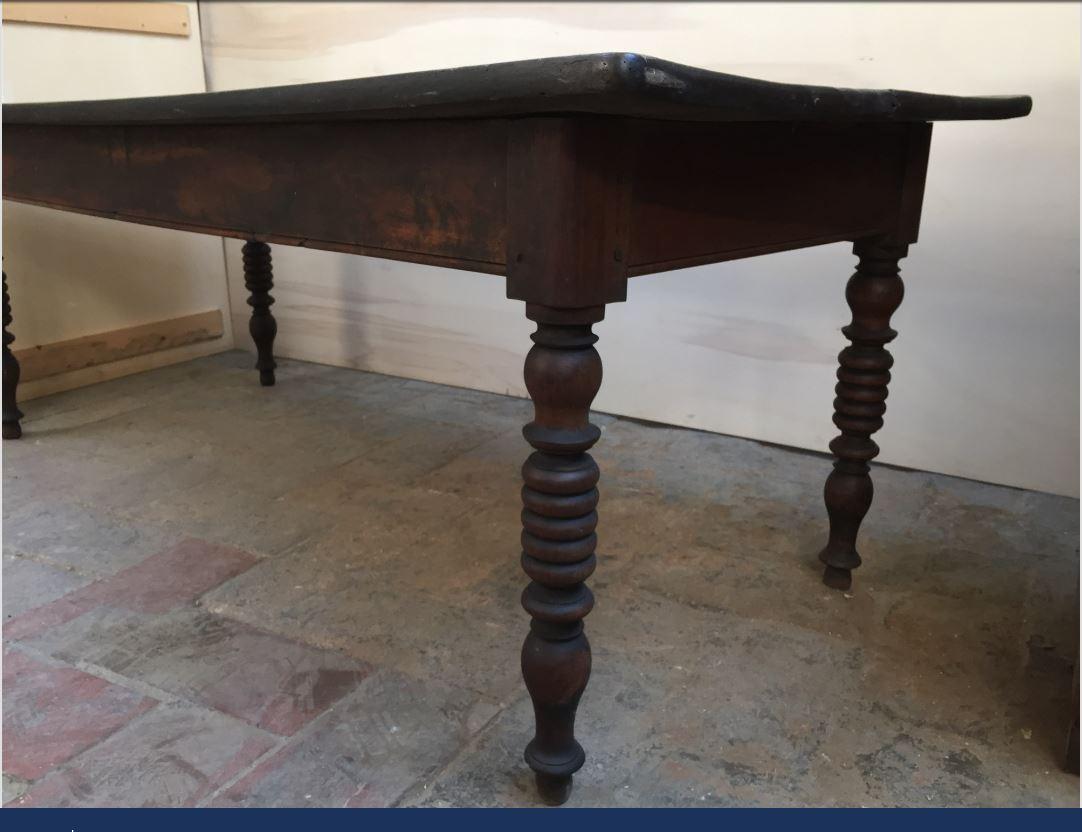 Late 19th Century 19th Century Italian Wooden Table with Turned Legs, 1890s