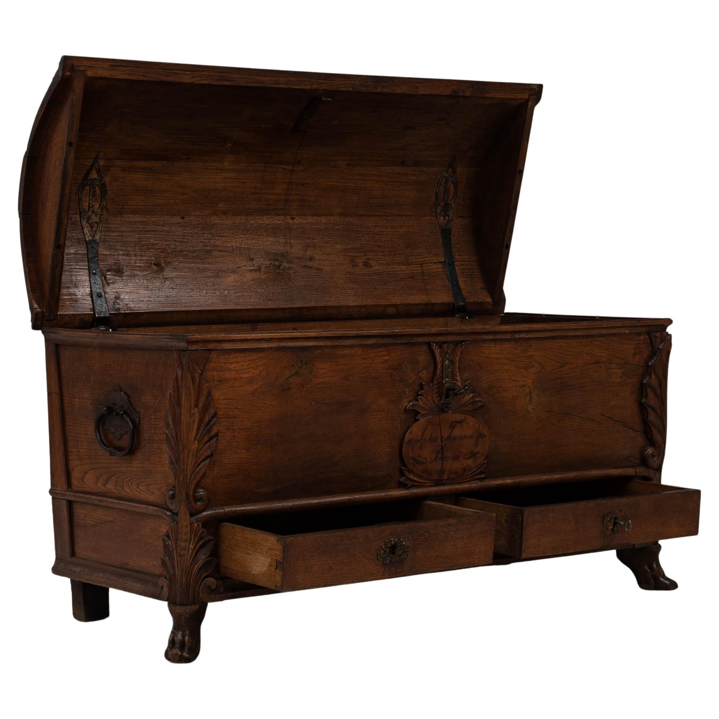 Baule in legno italiano del XIX secolo in patina originale