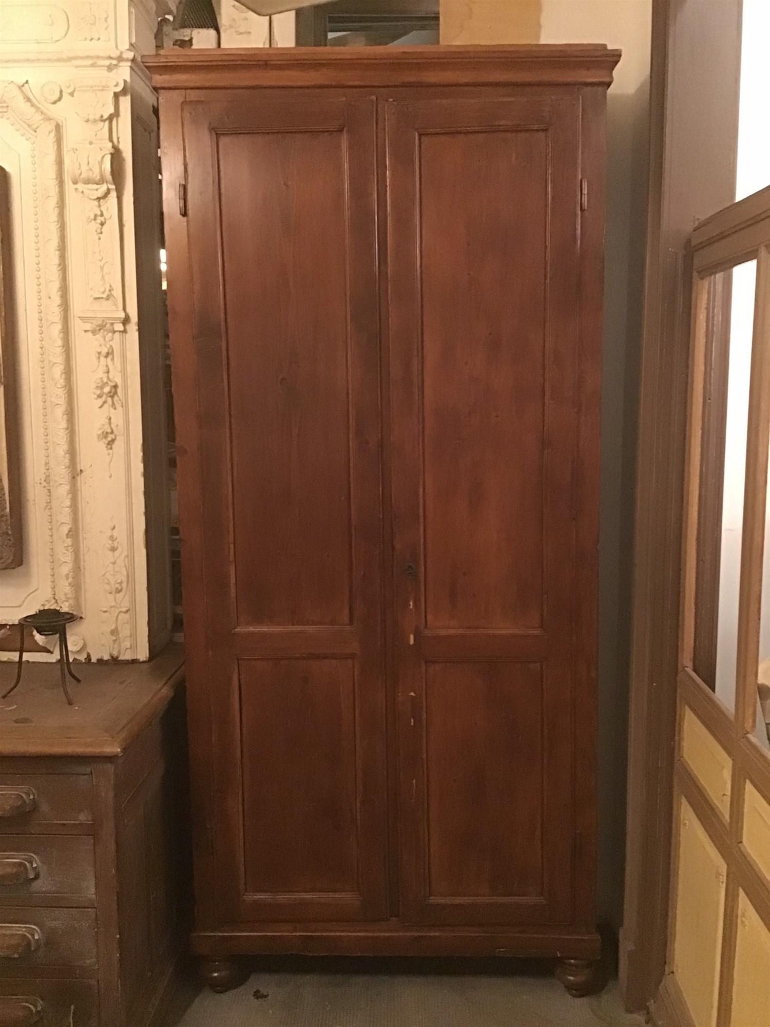 19th century Italian wooden wardrobe with shelves, 1890s.