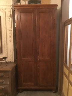 19th Century Italian Wooden Wardrobe with Shelves, 1890s