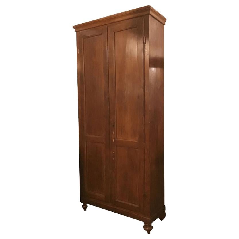 19th Century Italian Wooden Wardrobe with Shelves, 1890s For Sale