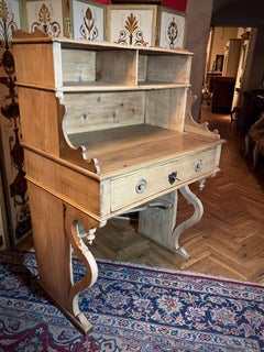 19th-Century Italian Writing Desk in Bleached Poplar and Oak Tuscan Handcraft