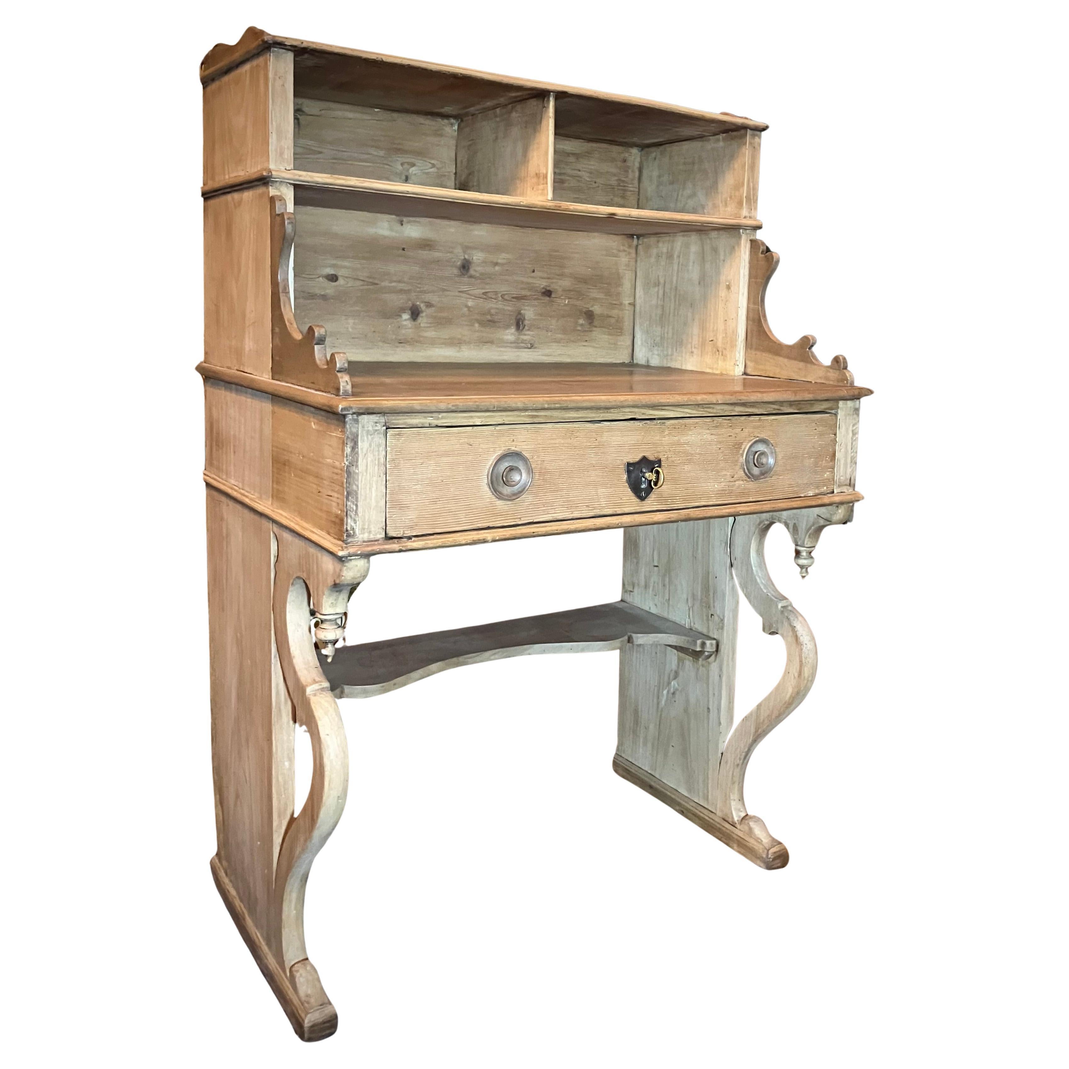 Scrivania italiana dell'Ottocento in pioppo sbiancato e Oak, artigianato toscano in vendita