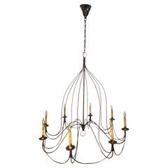 19th Century Italian Wrought Iron 8 Arms Chandelier