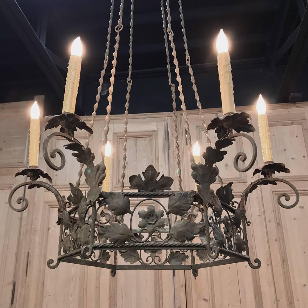 Late 19th Century 19th Century Italian Country Wrought Iron Chandelier