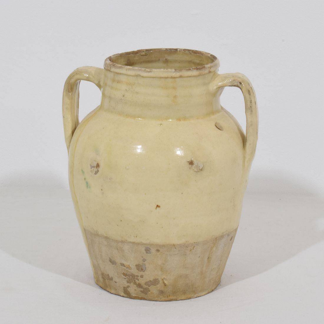 19th Century, Italian Yellow/ Green Glazed Earthenware Jug/Jar For Sale 1