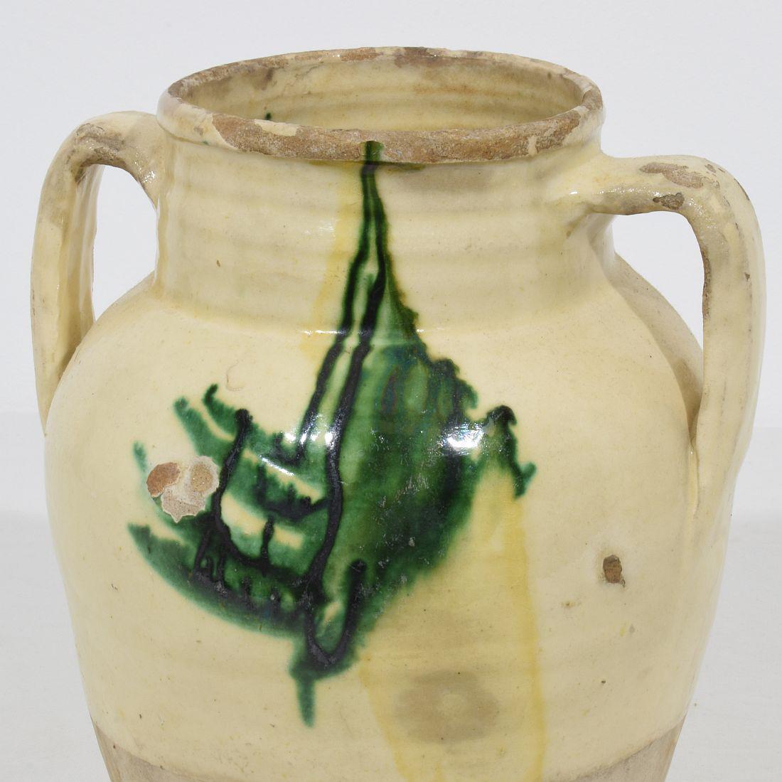 19th Century, Italian Yellow/ Green Glazed Earthenware Jug/Jar For Sale 3