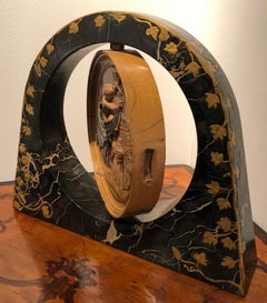 19th Century Italian Yellow Marble Black Gold Marble Rotating Sculpture Erotic