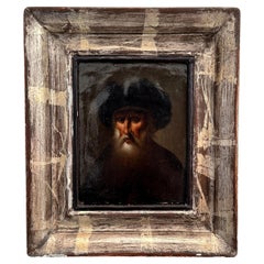 Peinture à l'huile italo-flamande du XIXe siècle représentant un vieil homme barbu, vers 1810